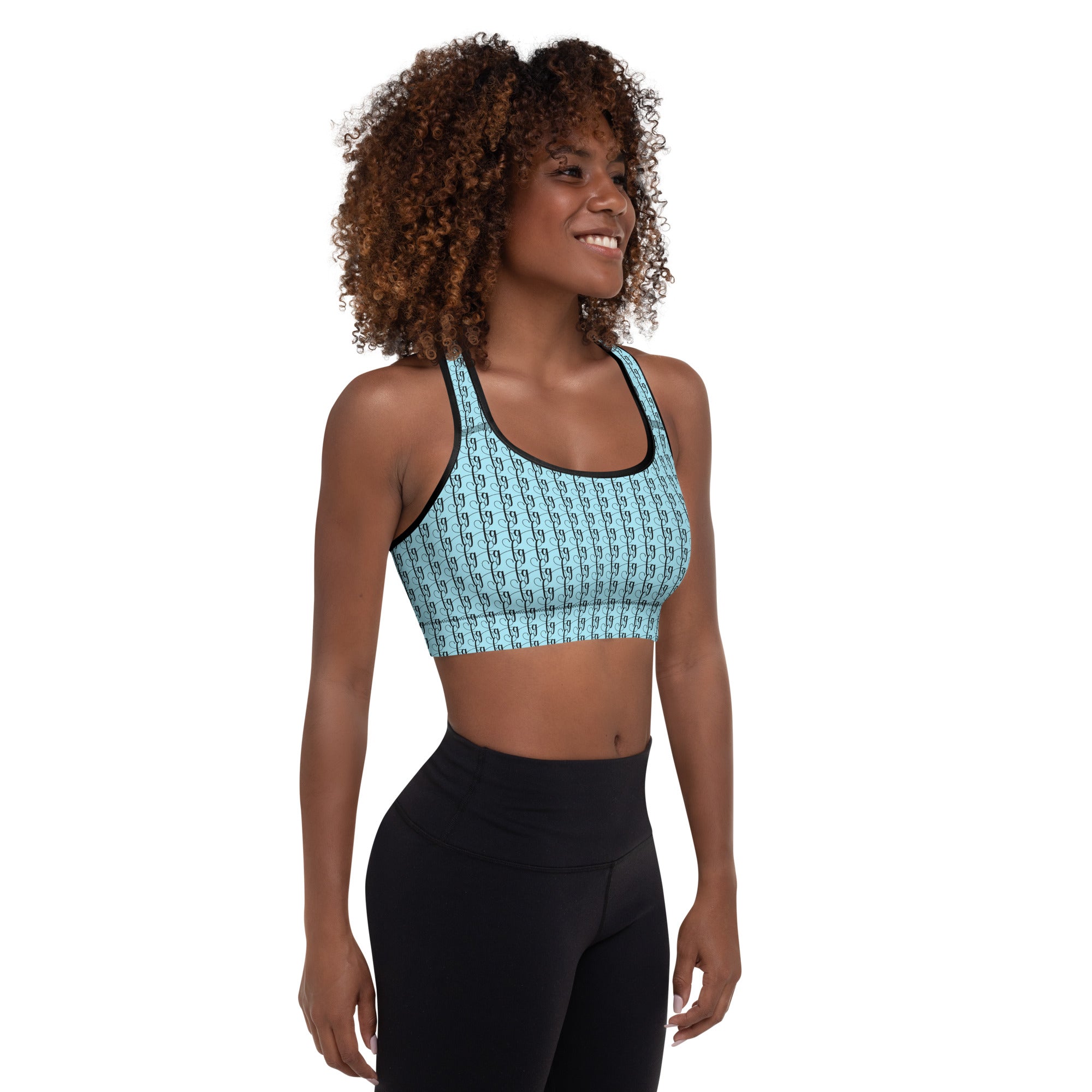 Blizzard Blue / Black FG Blocked Padded Sports Bra - FleekGoddess