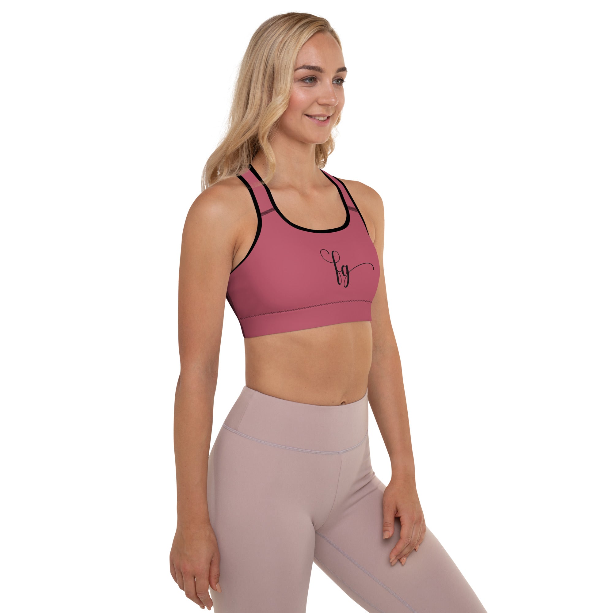 Hippie Pink / Black FG Padded Sports Bra - FleekGoddess