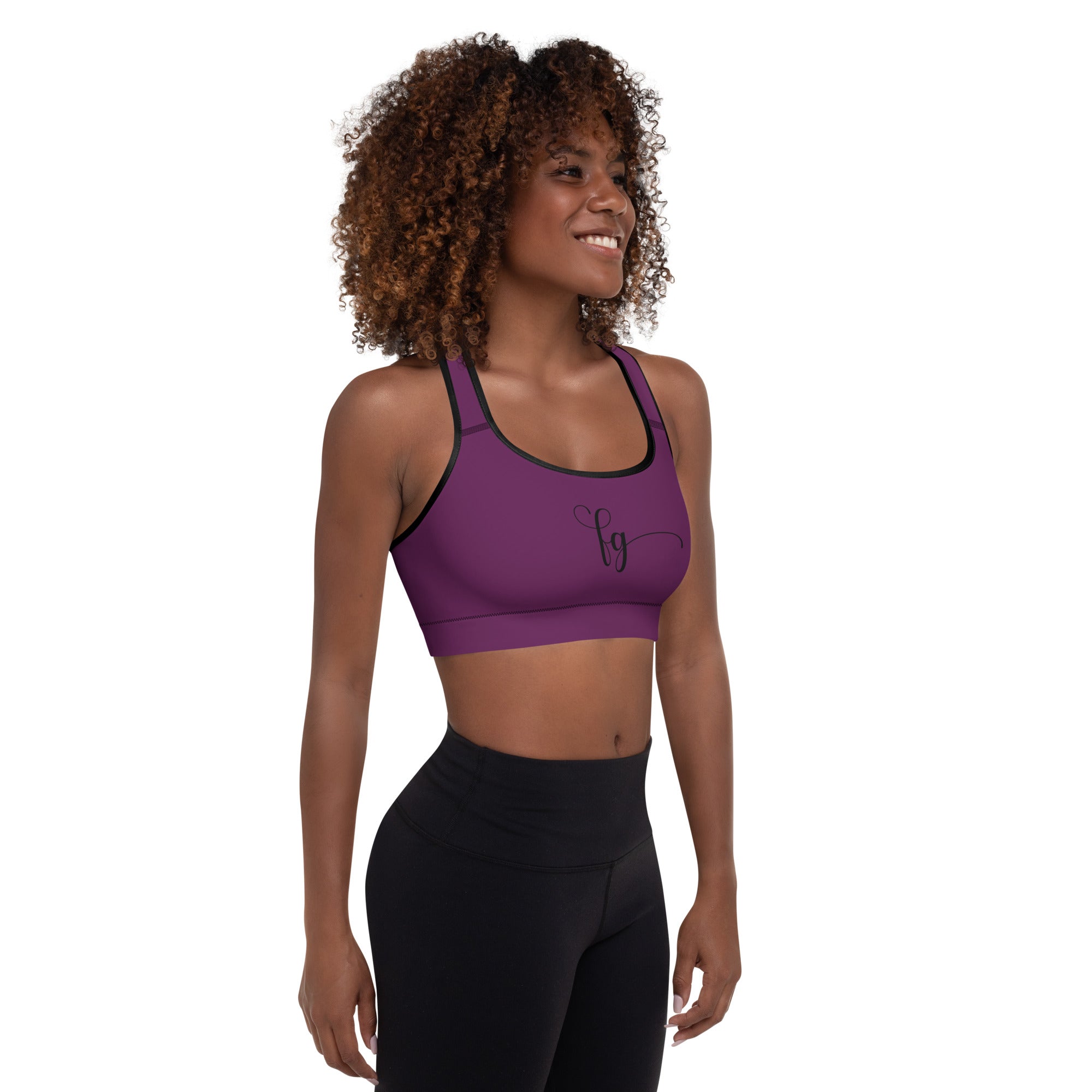 Tyrian Purple / Black FG Padded Sports Bra - FleekGoddess