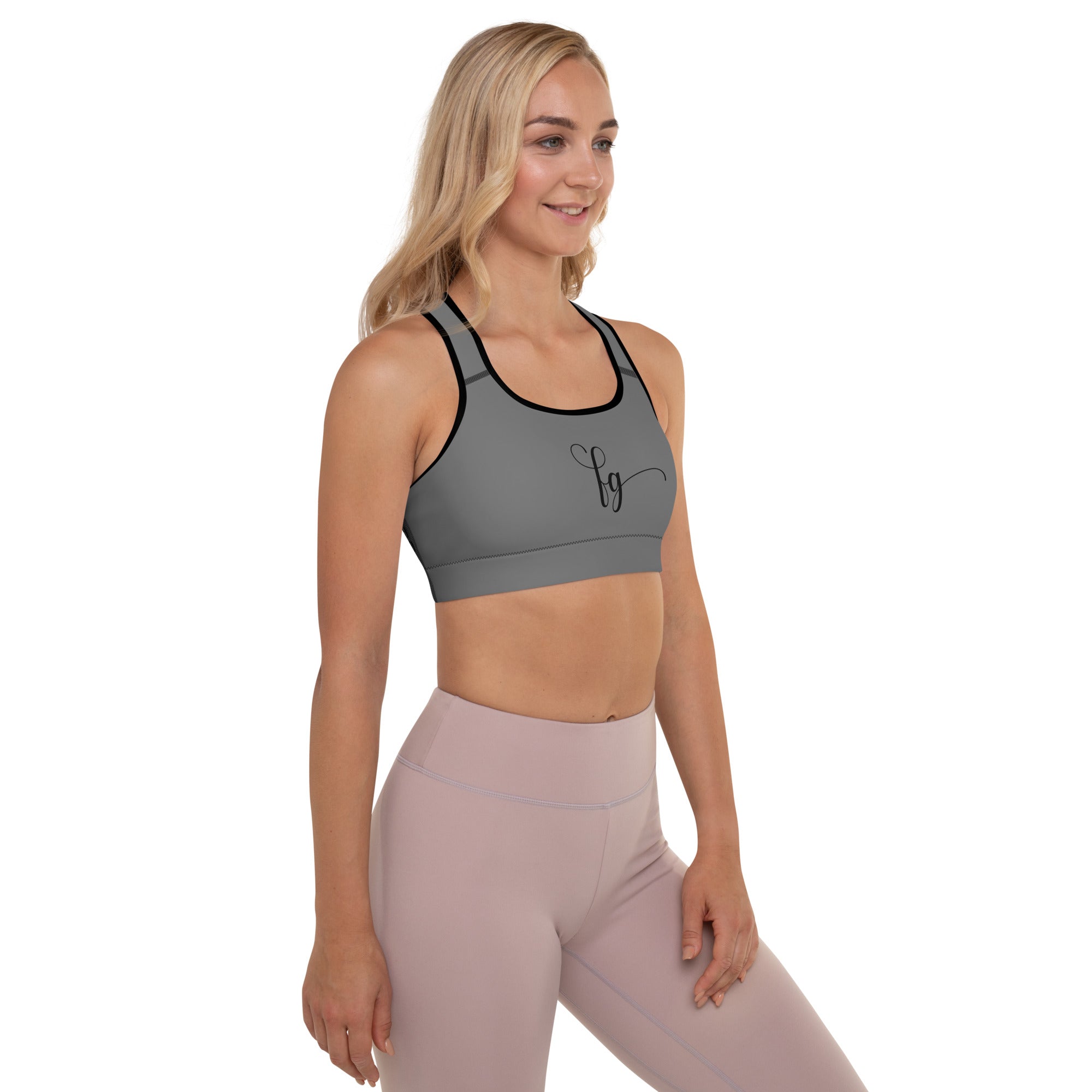 Gray / Black FG Padded Sports Bra - FleekGoddess