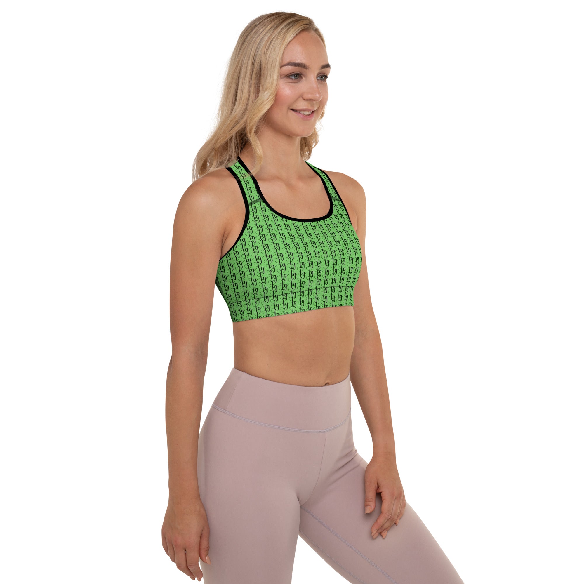 Mantis Green / Black FG Blocked Padded Sports Bra - FleekGoddess