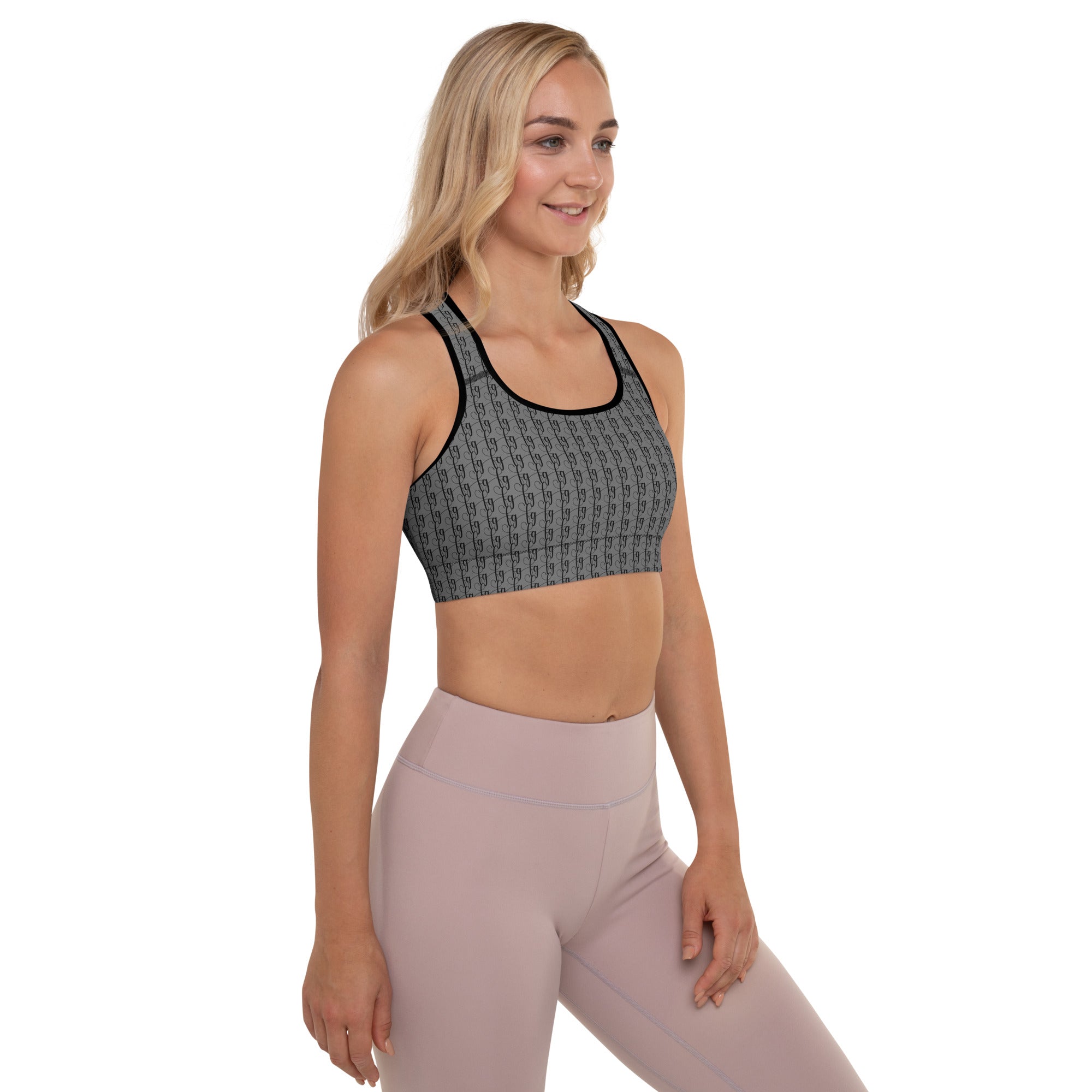 Gray / Black FG Blocked Padded Sports Bra - FleekGoddess