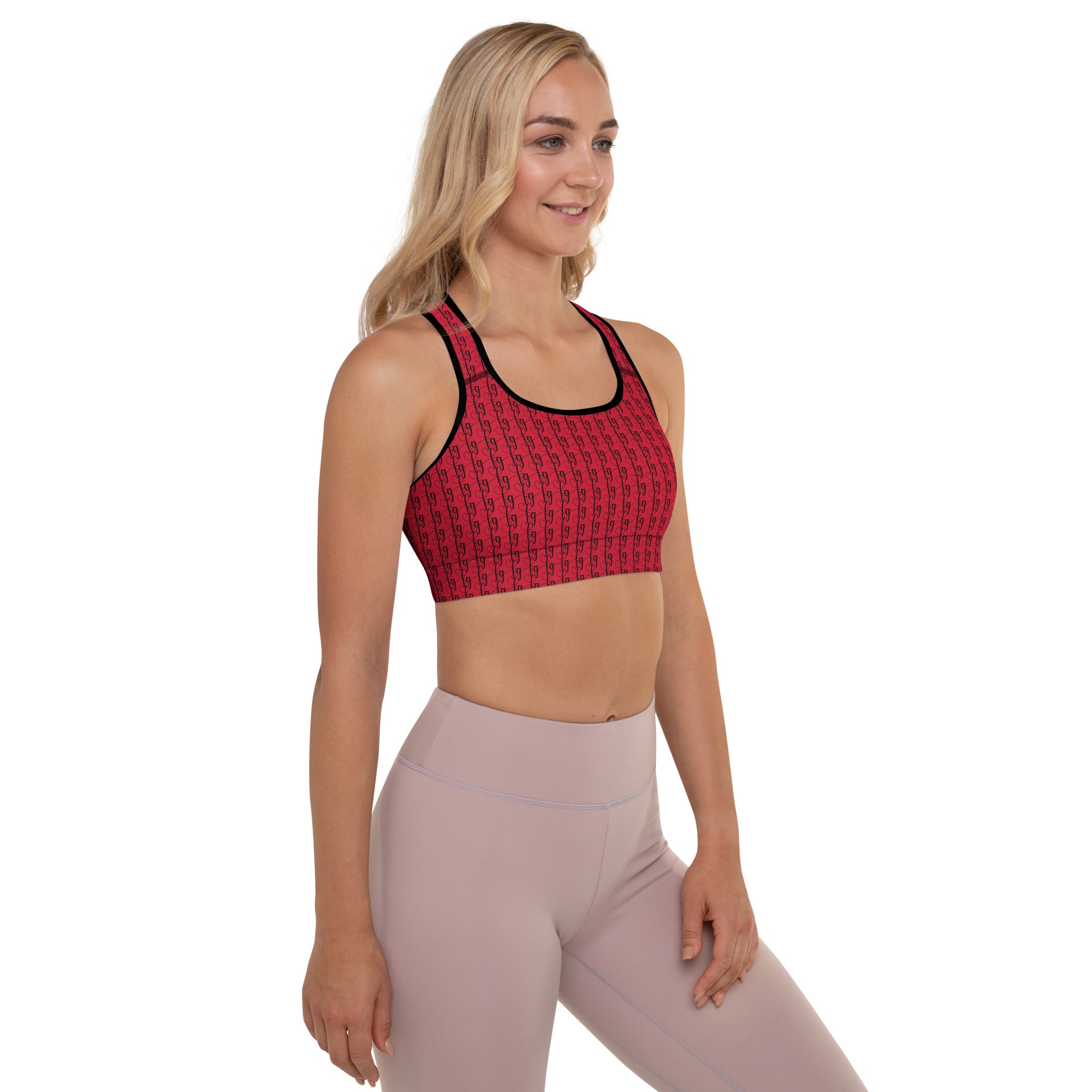 Red / Black FG Blocked Padded Sports Bra - FleekGoddess