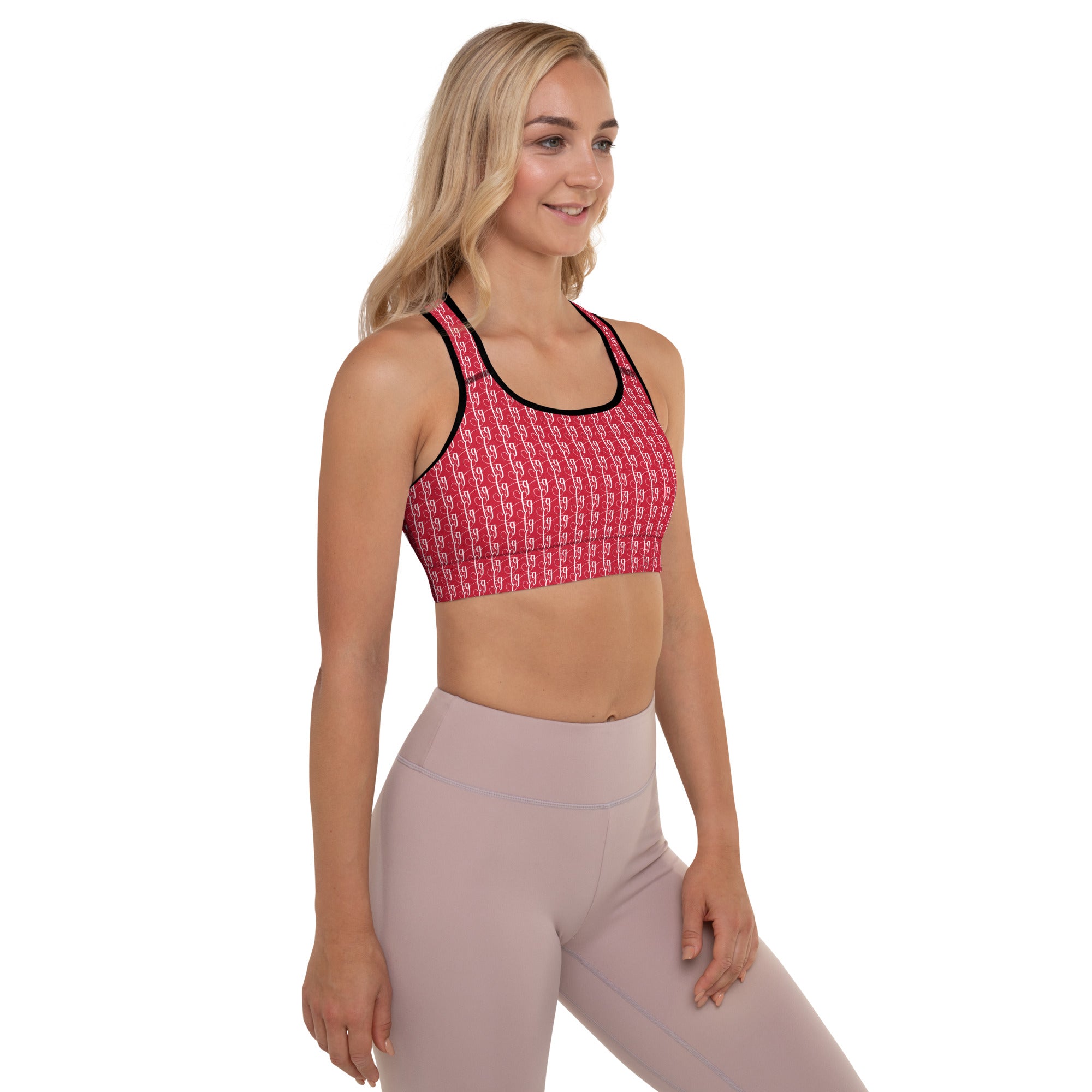 Red / White FG Blocked Padded Sports Bra - FleekGoddess