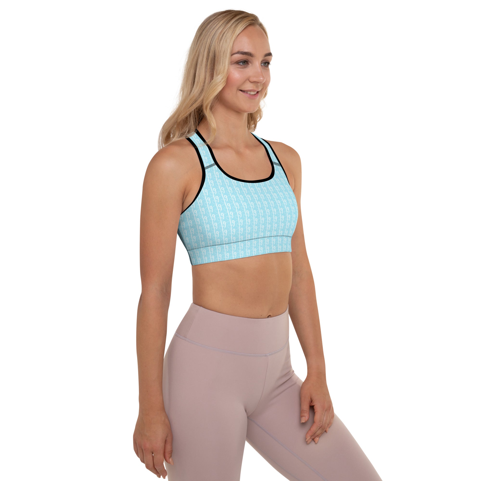 Blizzard Blue / White FG Blocked Padded Sports Bra - FleekGoddess
