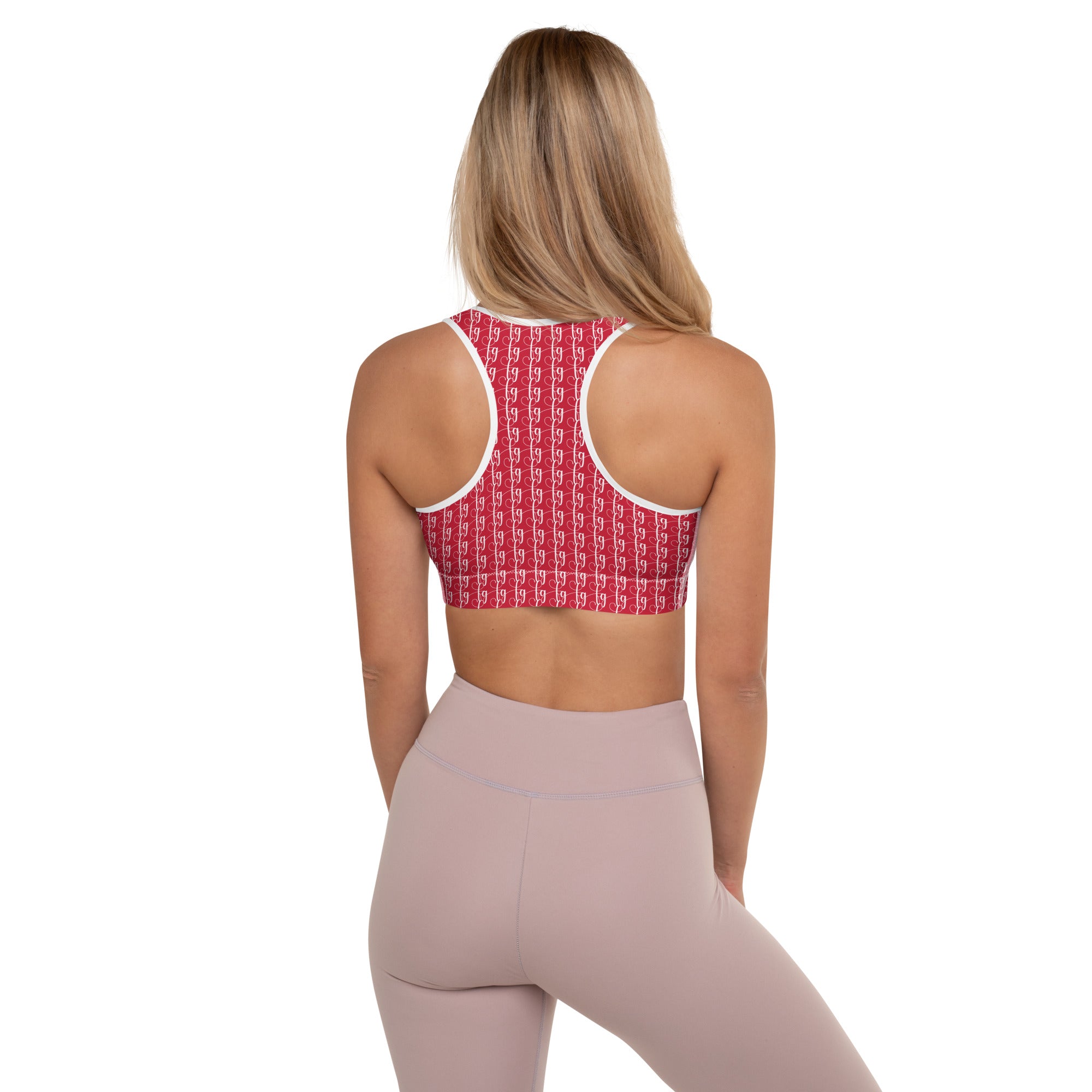 Red / White FG Blocked Padded Sports Bra - FleekGoddess