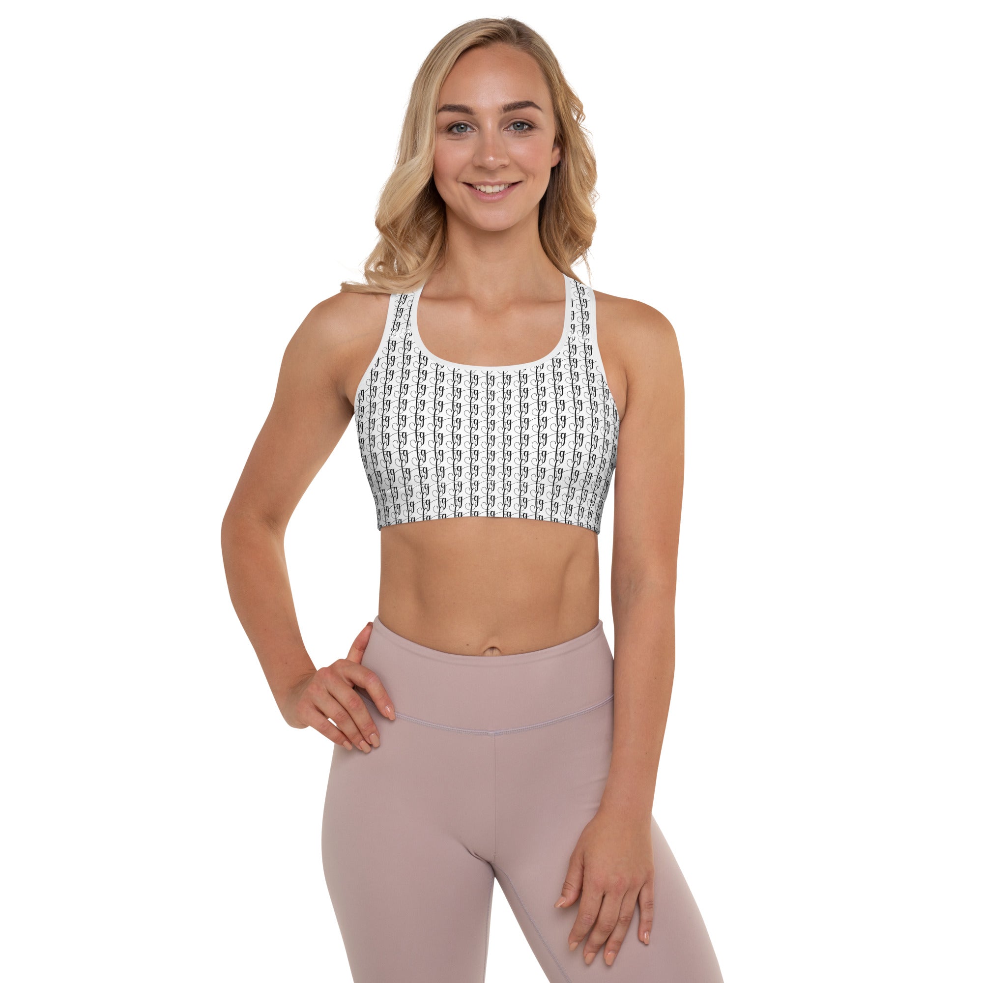 White / Black FG Blocked Padded Sports Bra - FleekGoddess