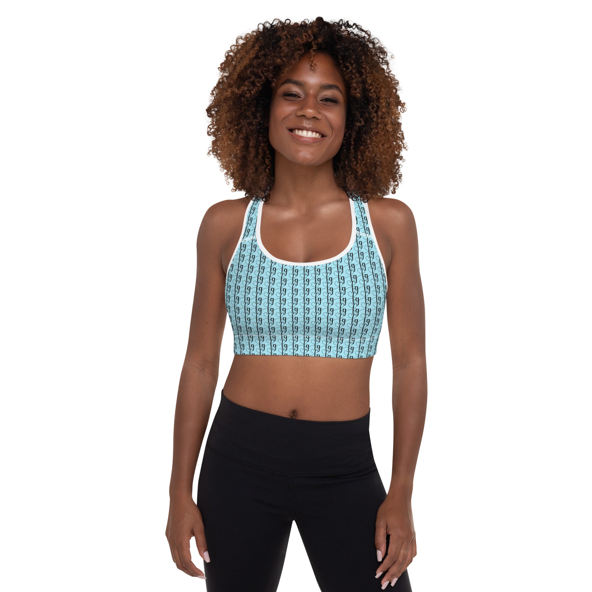 Blizzard Blue / Black FG Blocked Padded Sports Bra - FleekGoddess