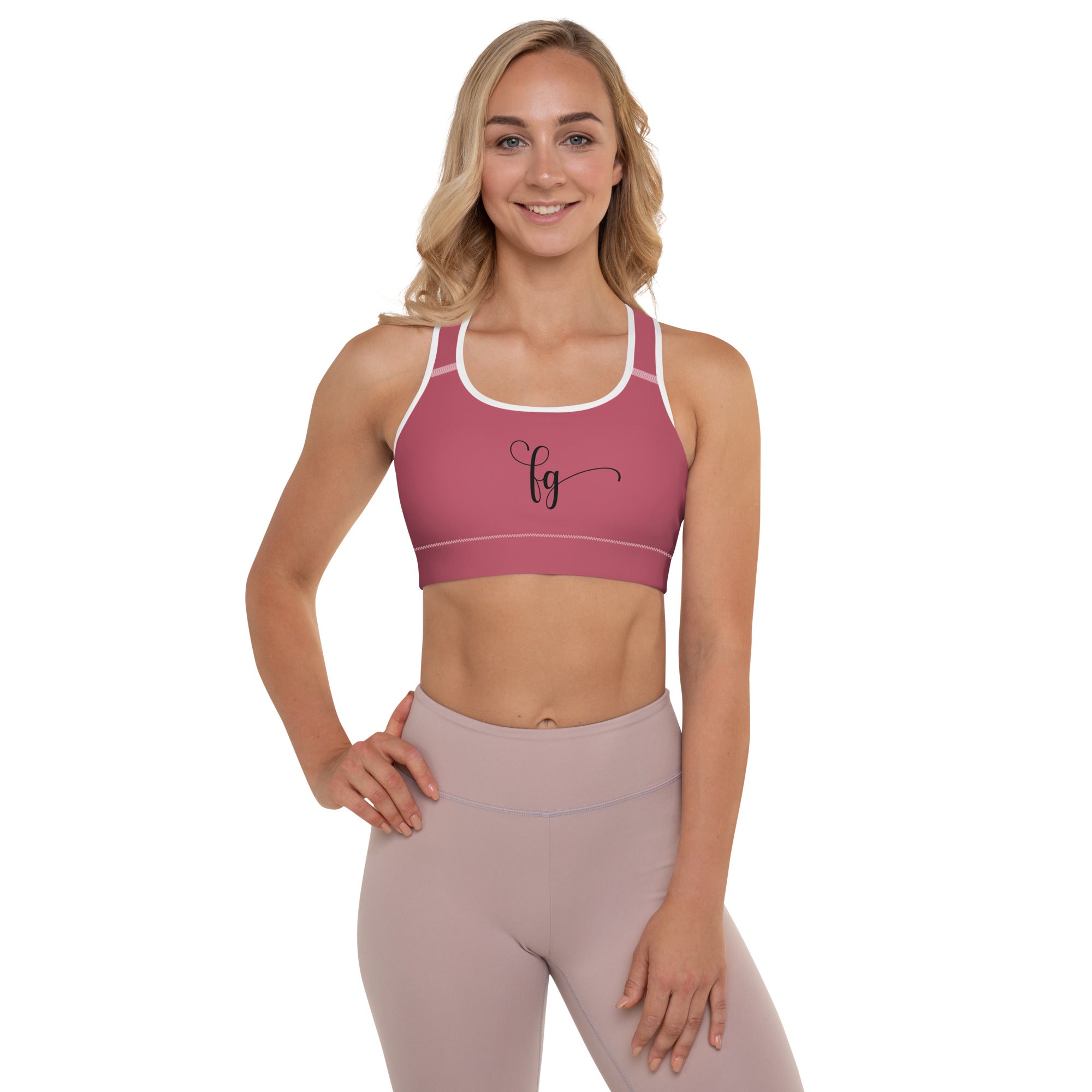 Hippie Pink / Black FG Padded Sports Bra - FleekGoddess