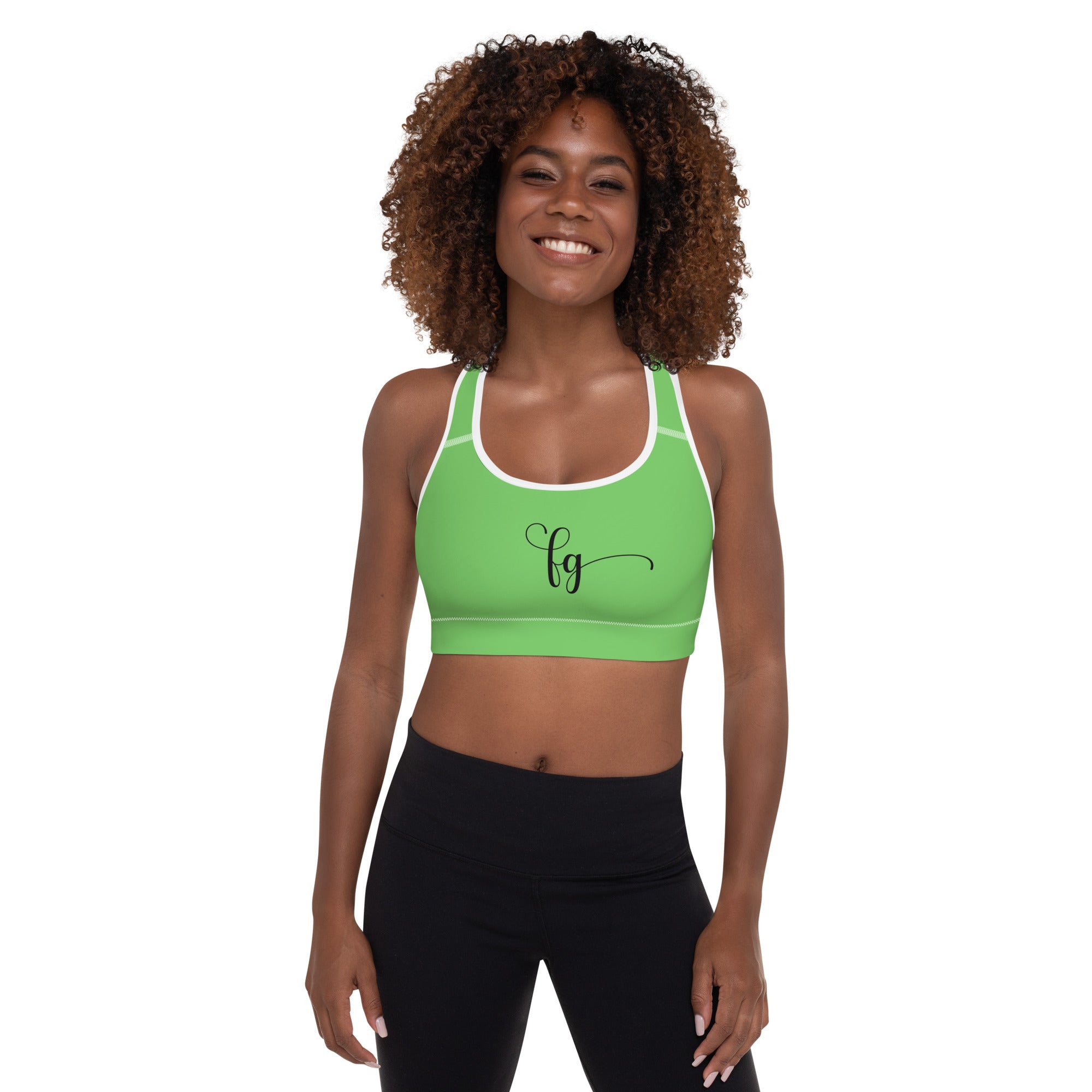 Mantis Green / Black FG Padded Sports Bra - FleekGoddess
