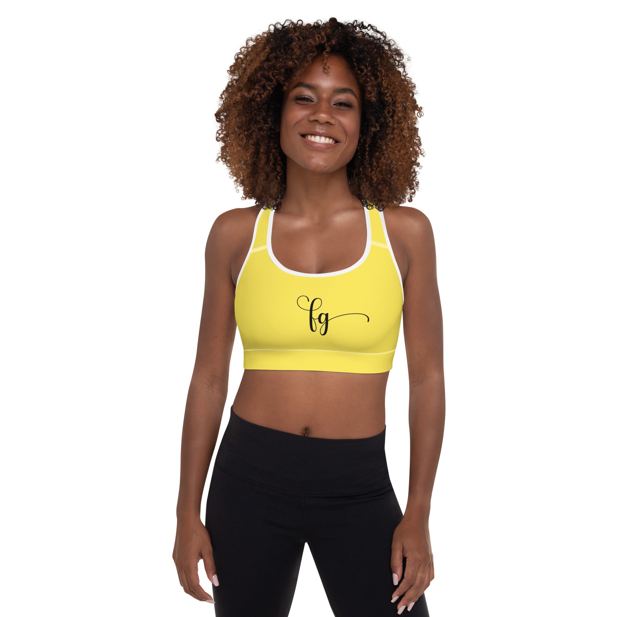 Paris Daisy Yellow FG Padded Sports Bra - FleekGoddess