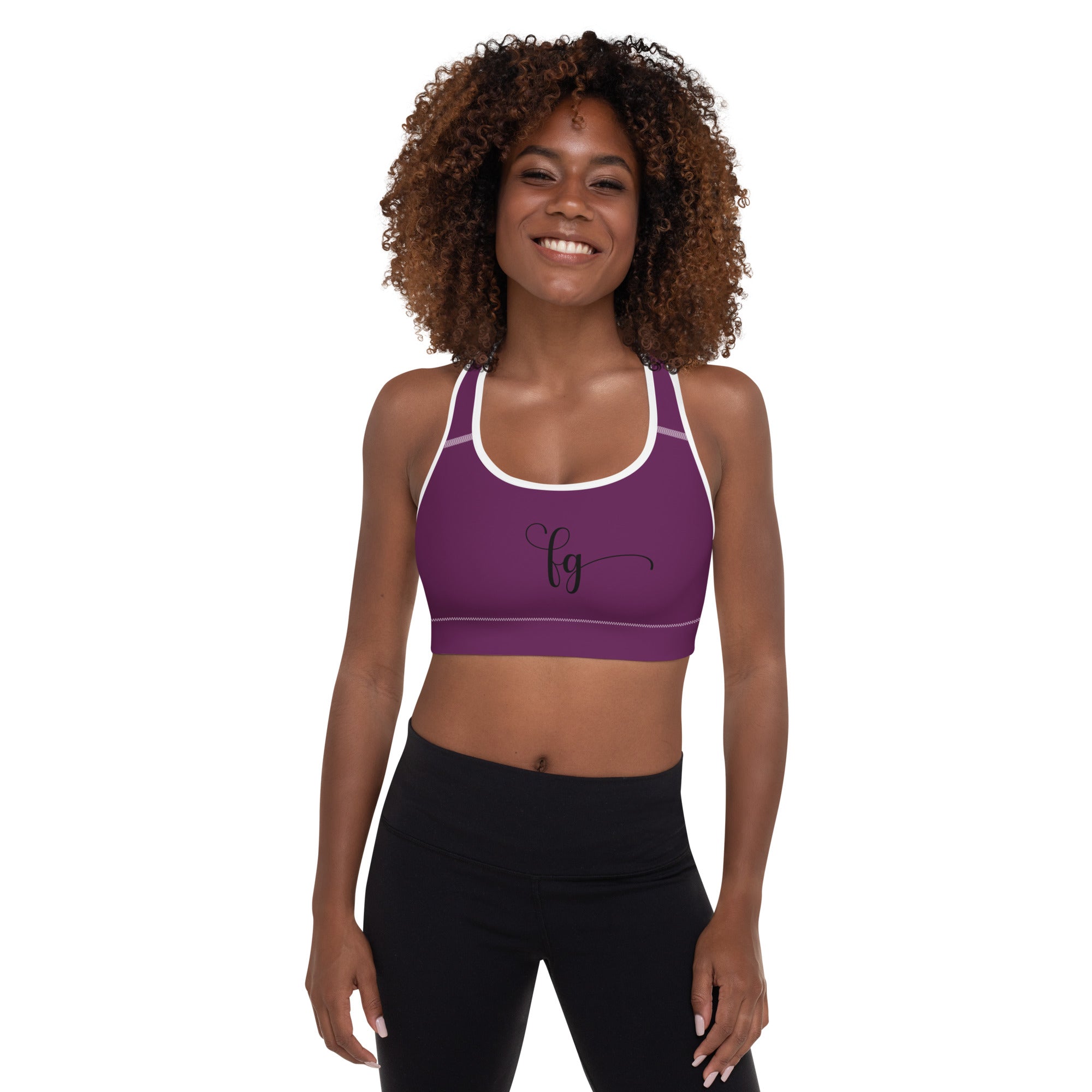 Tyrian Purple / Black FG Padded Sports Bra - FleekGoddess