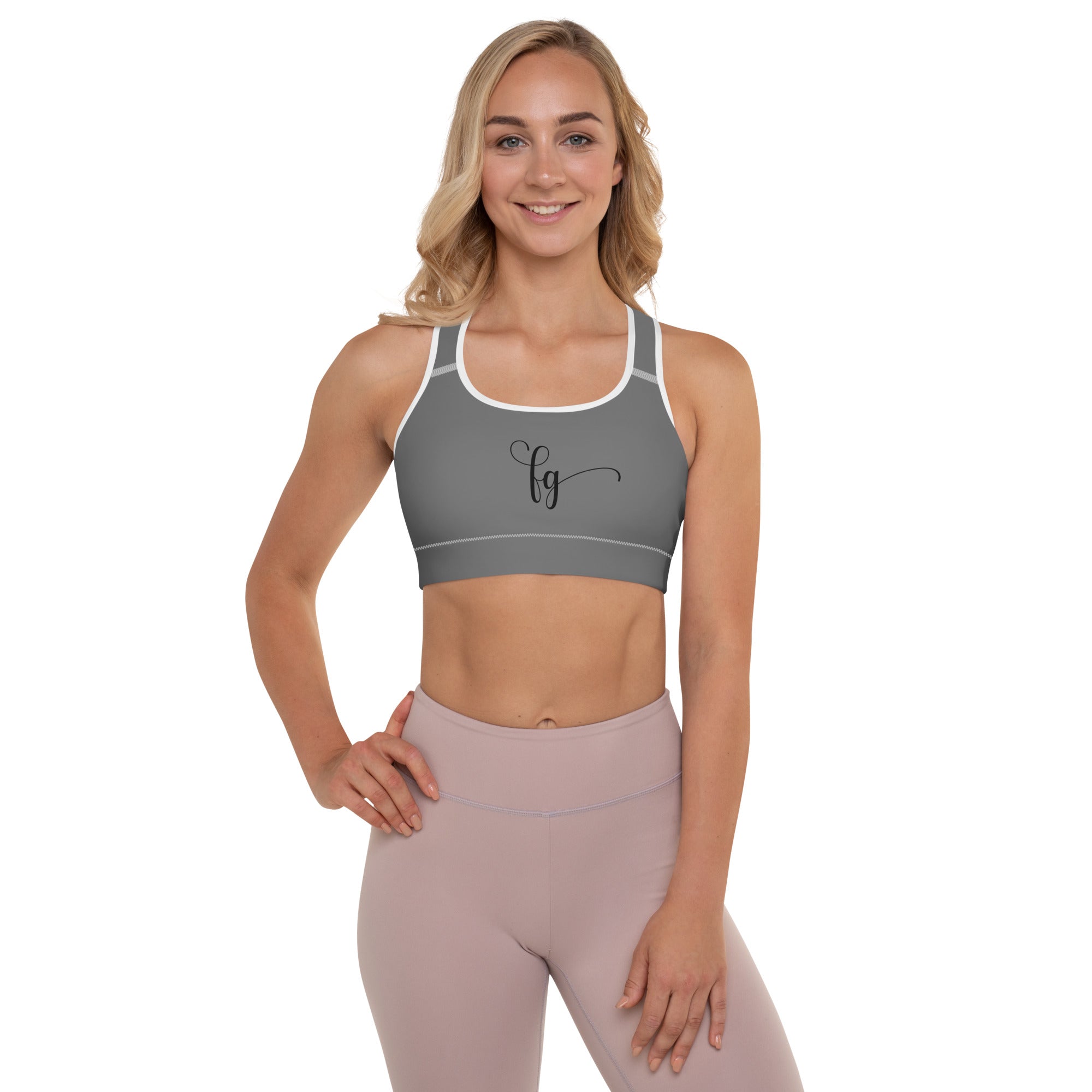 Gray / Black FG Padded Sports Bra - FleekGoddess