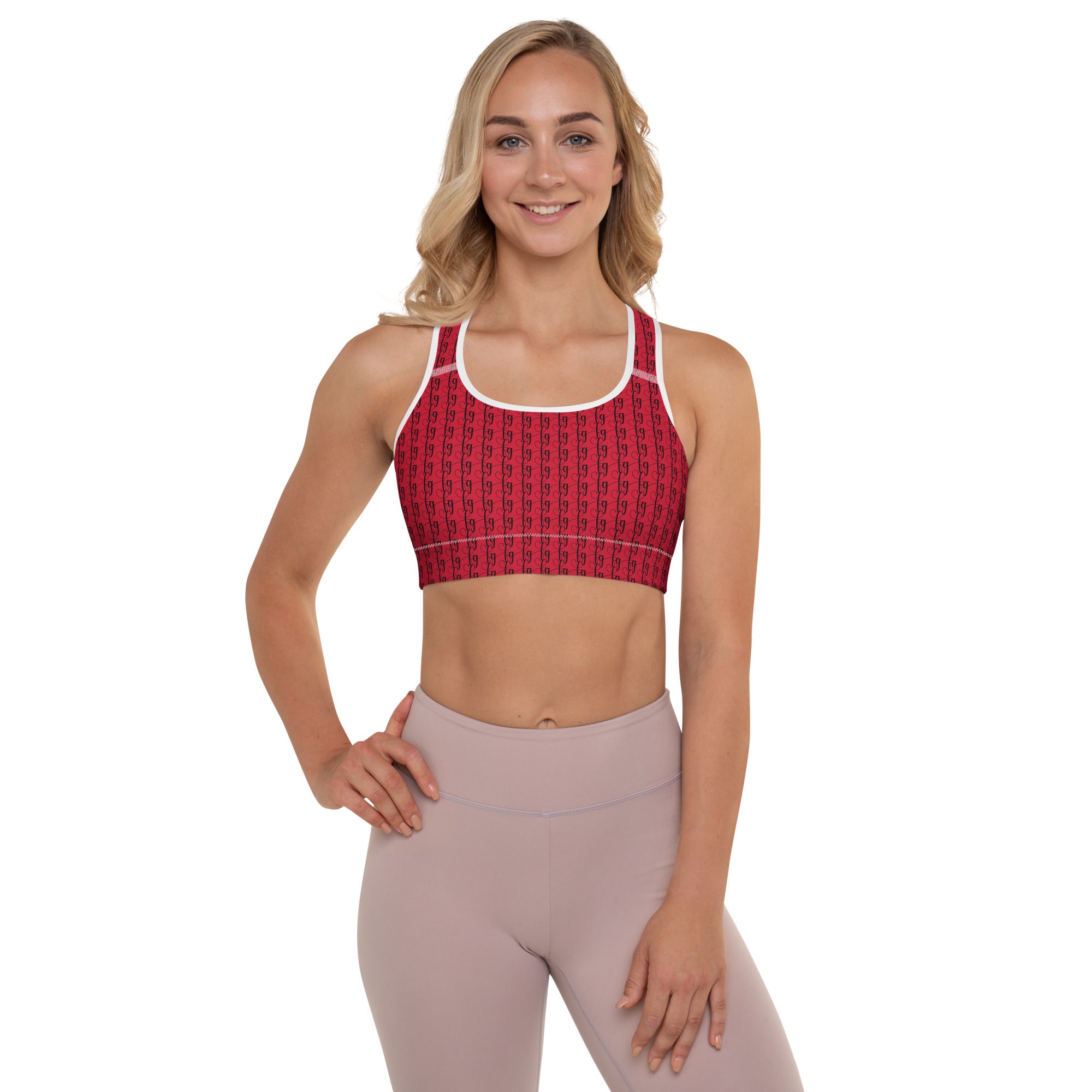 Red / Black FG Blocked Padded Sports Bra - FleekGoddess