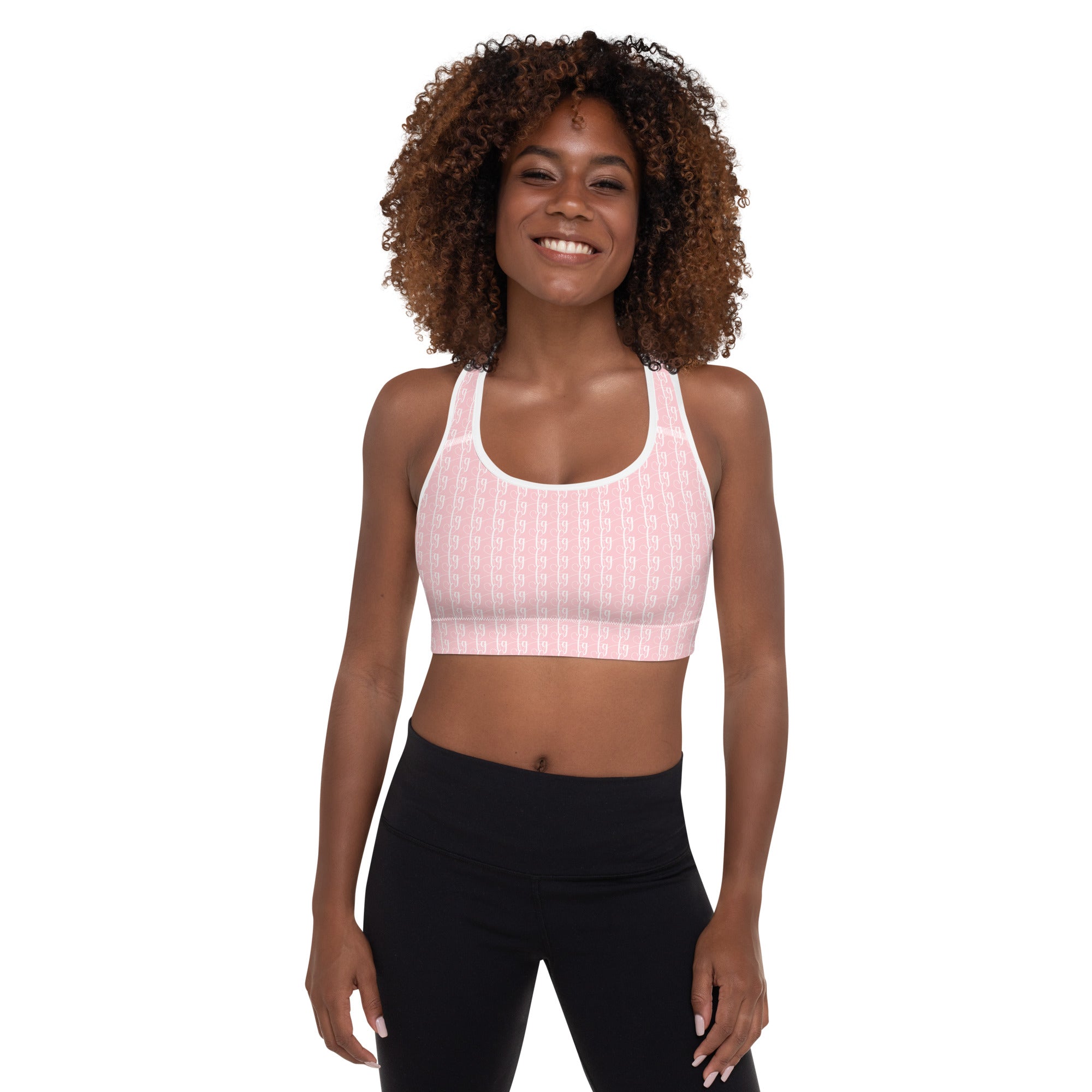 Pink / White FG Blocked Padded Sports Bra - FleekGoddess