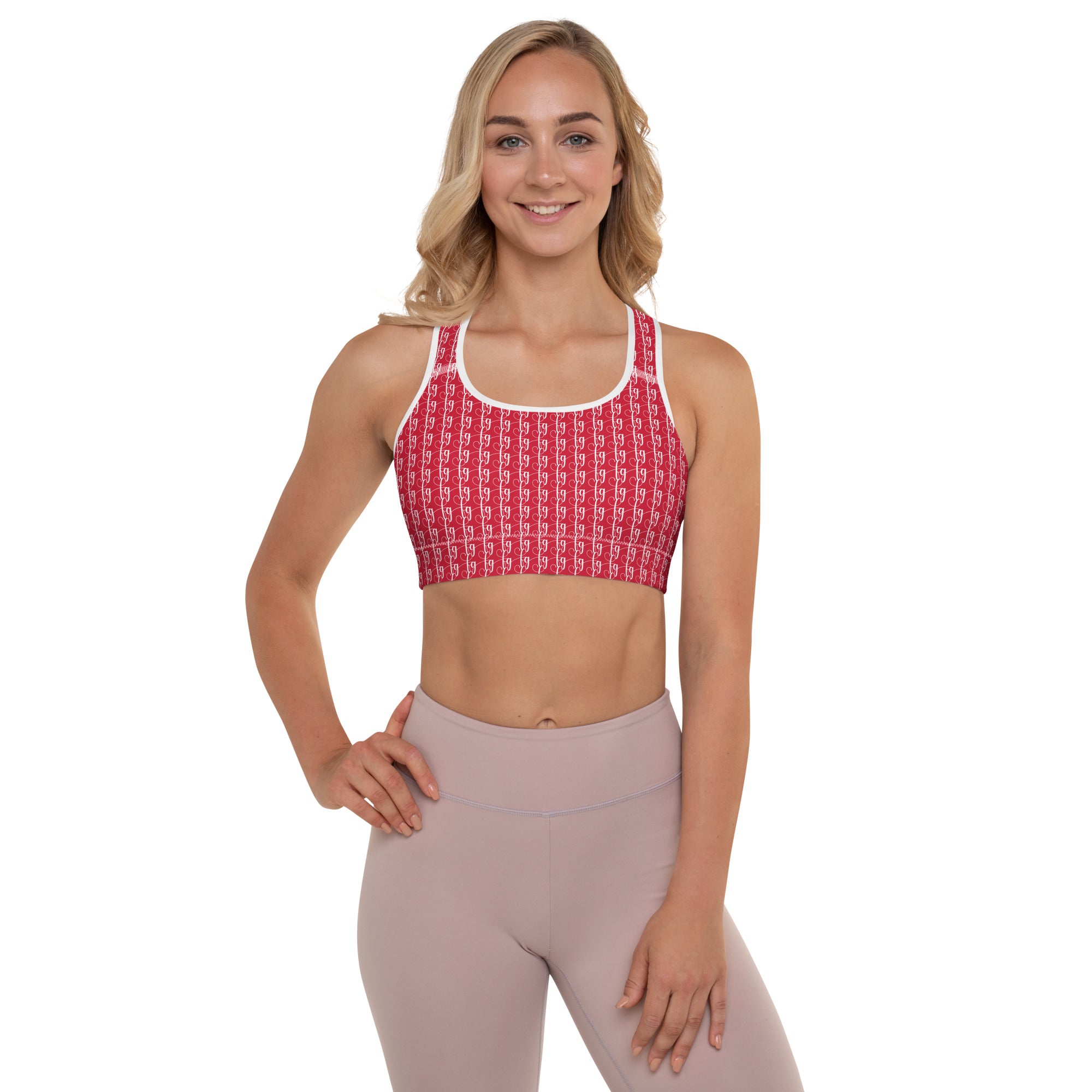 Red / White FG Blocked Padded Sports Bra - FleekGoddess