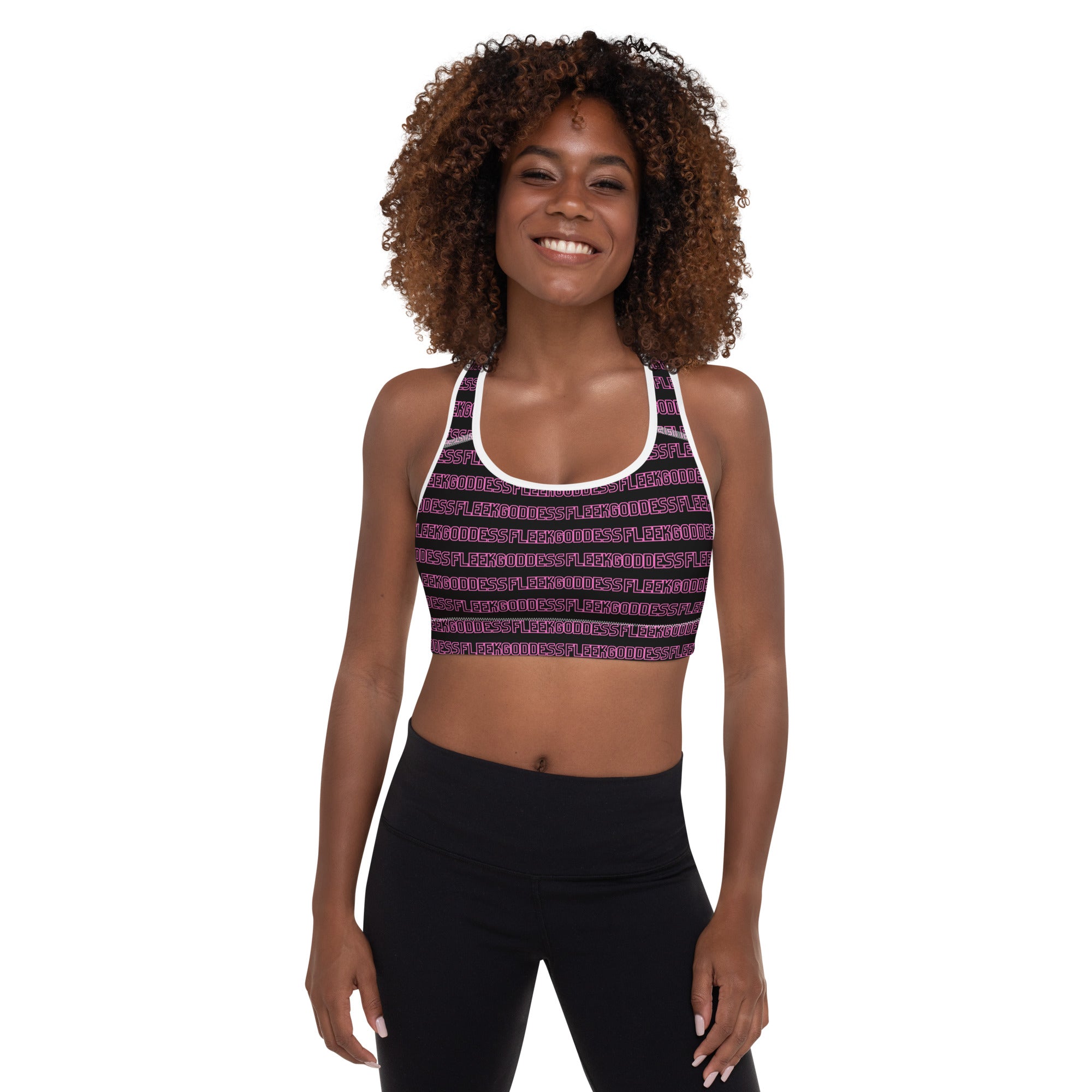 Black / Pink FleekGoddess Blocked Padded Sports Bra - FleekGoddess