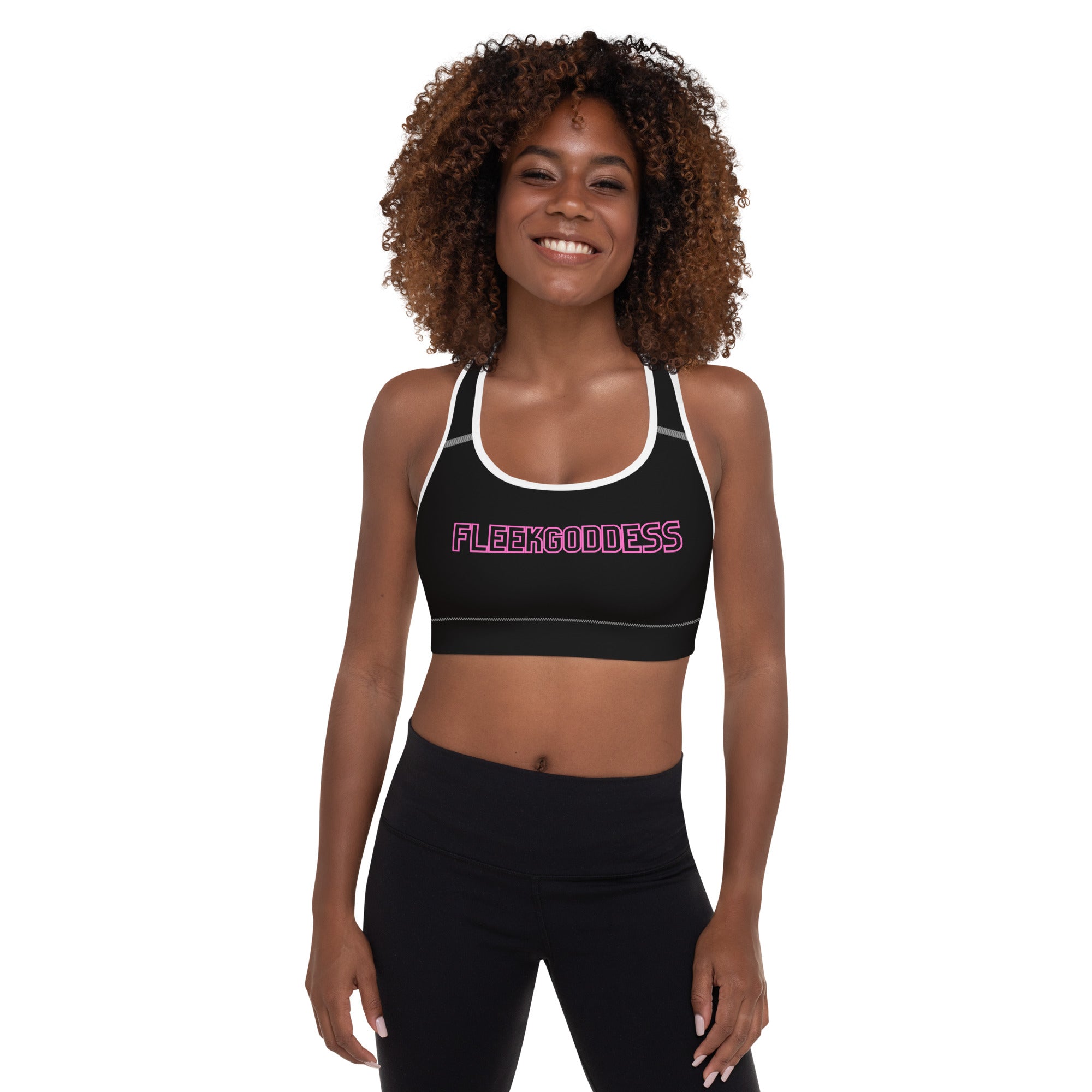 Black FleekGoddess Padded Sports Bra - FleekGoddess