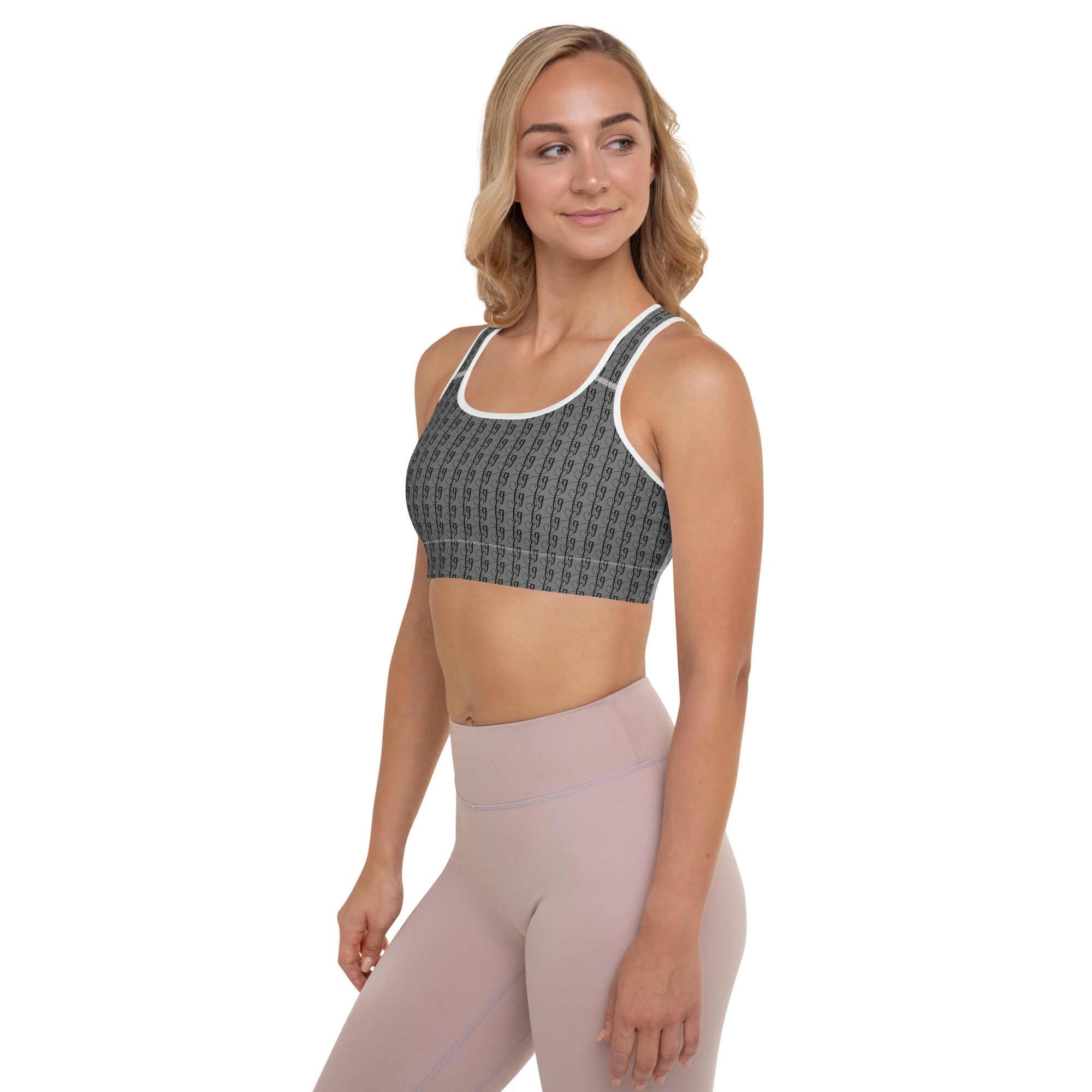 Gray / Black FG Blocked Padded Sports Bra - FleekGoddess