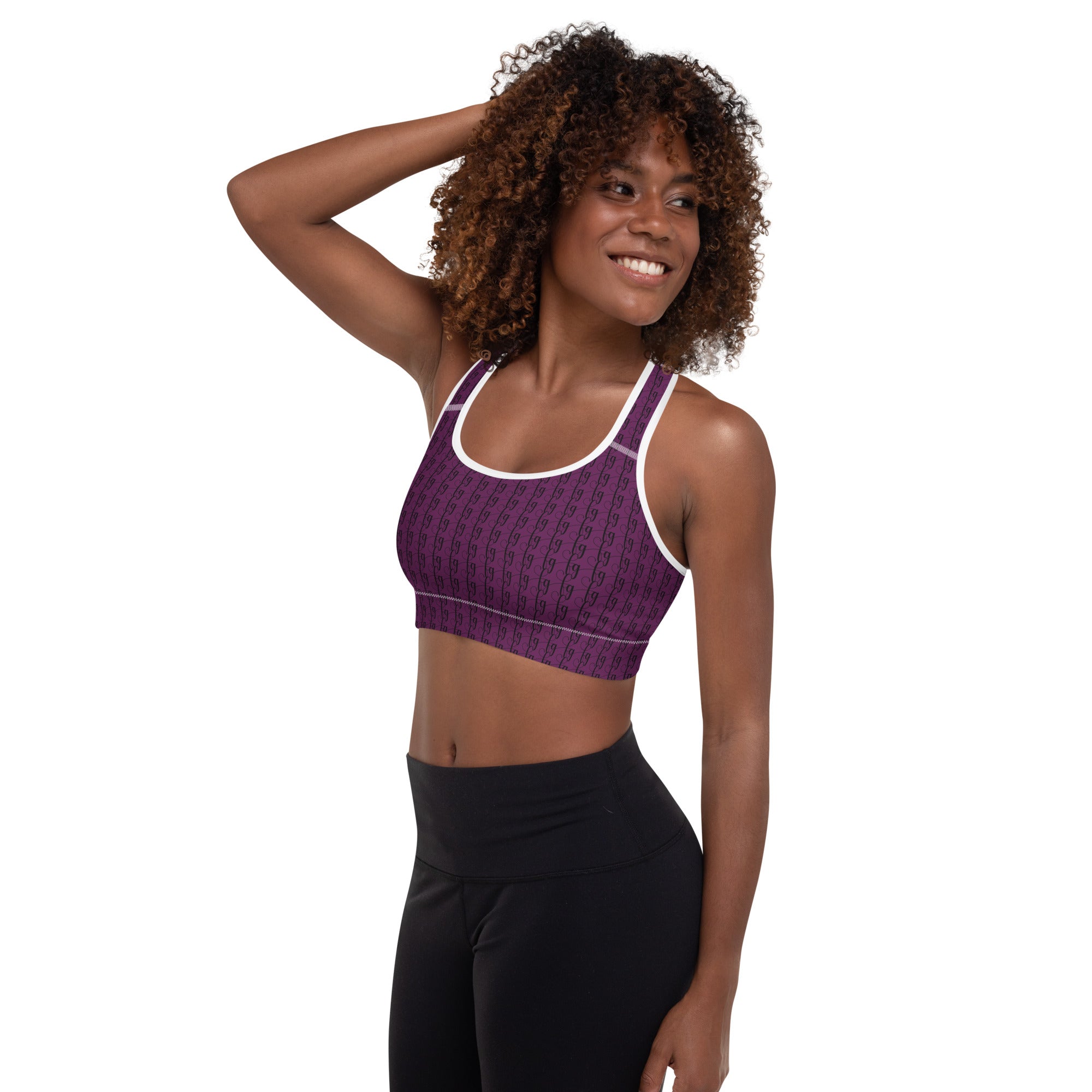 Tyrian Purple / Black FG Blocked Padded Sports Bra - FleekGoddess