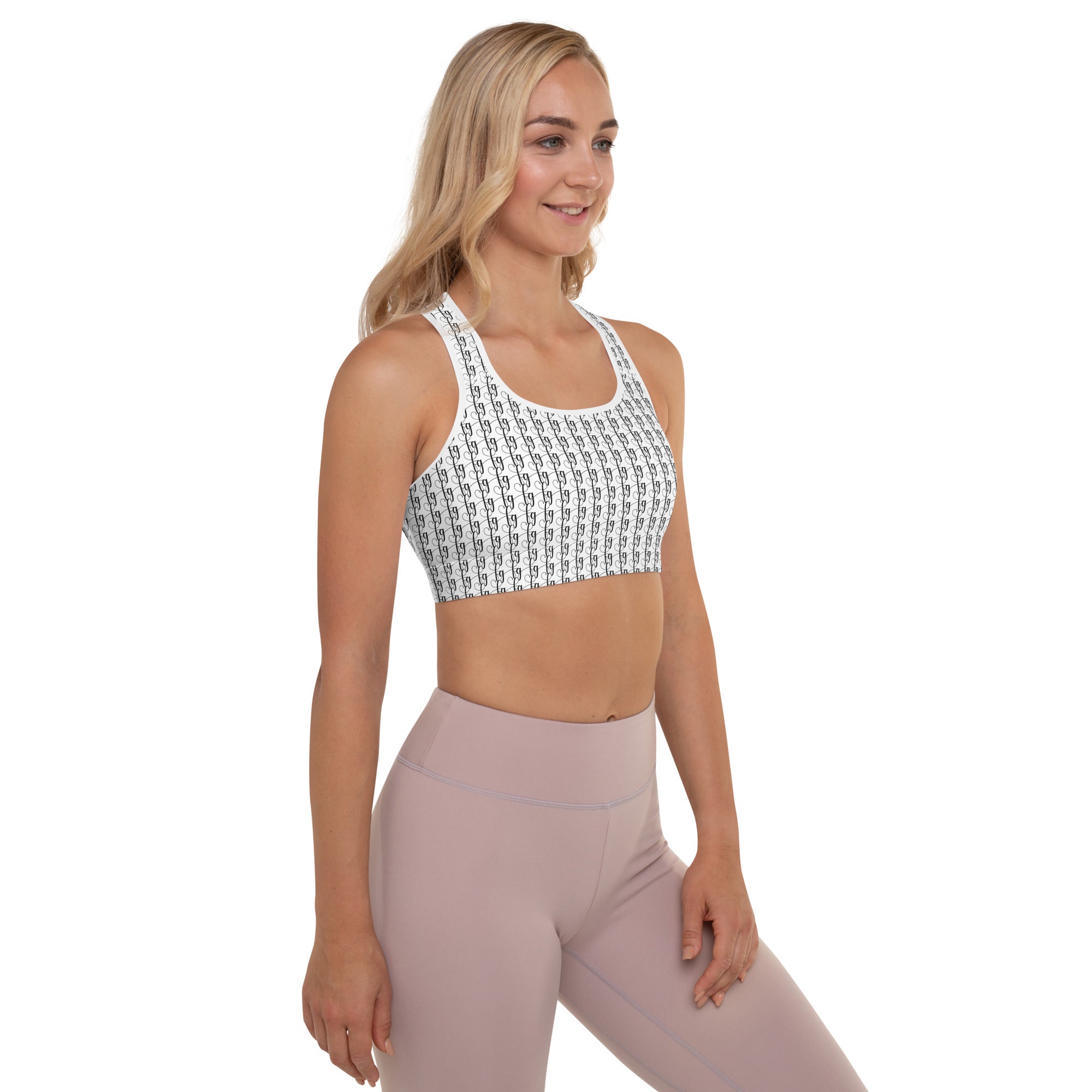 White / Black FG Blocked Padded Sports Bra - FleekGoddess