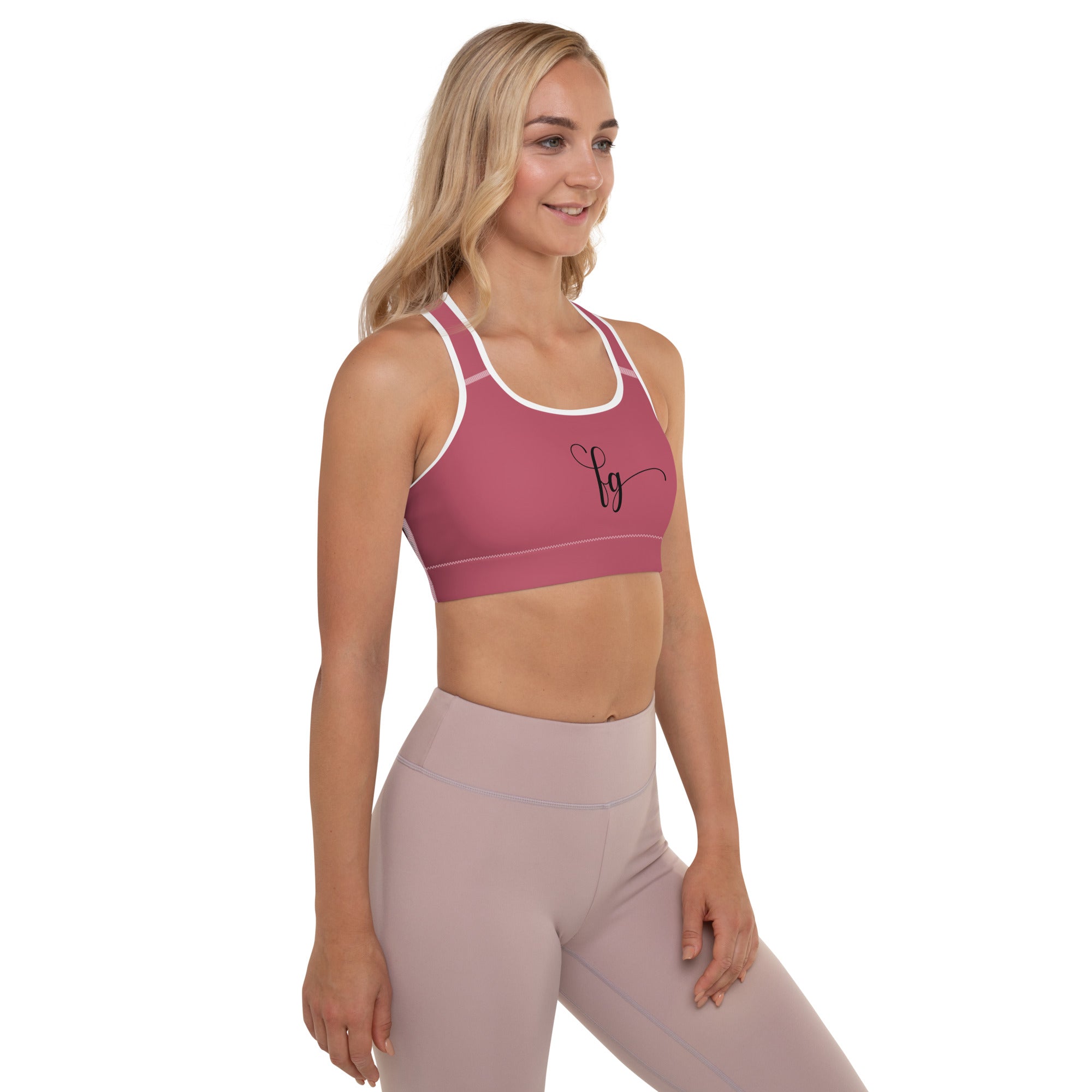 Hippie Pink / Black FG Padded Sports Bra - FleekGoddess