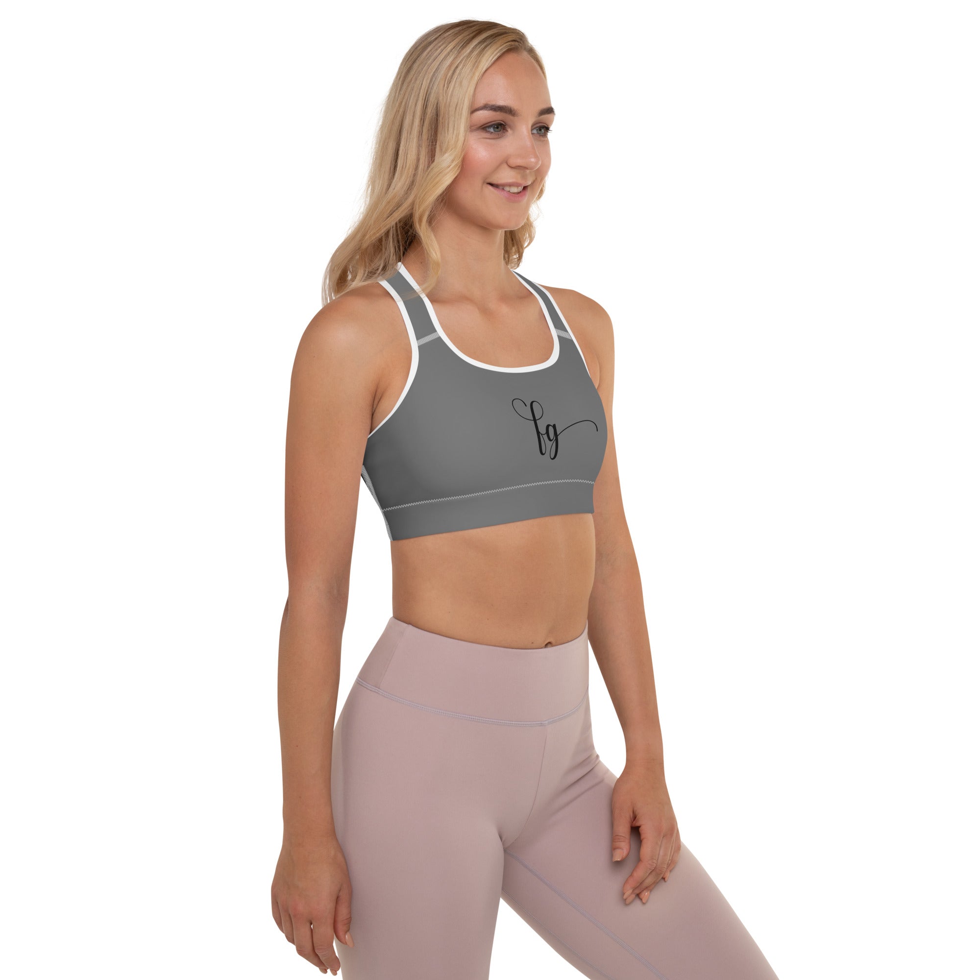 Gray / Black FG Padded Sports Bra - FleekGoddess