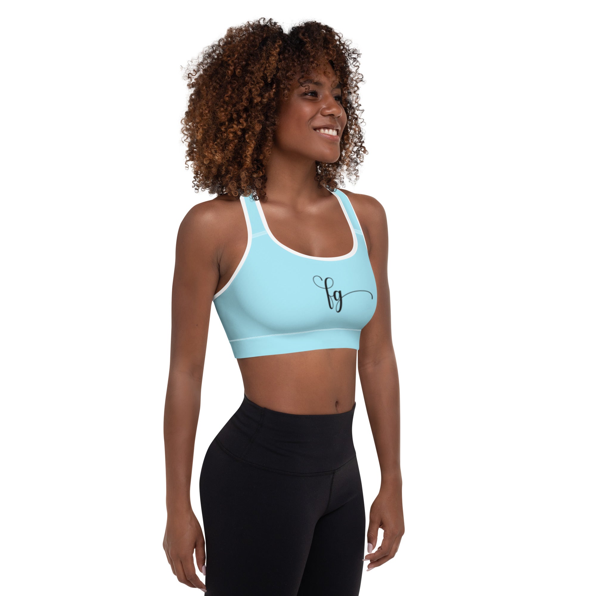 Blizzard Blue / Black FG Padded Sports Bra - FleekGoddess