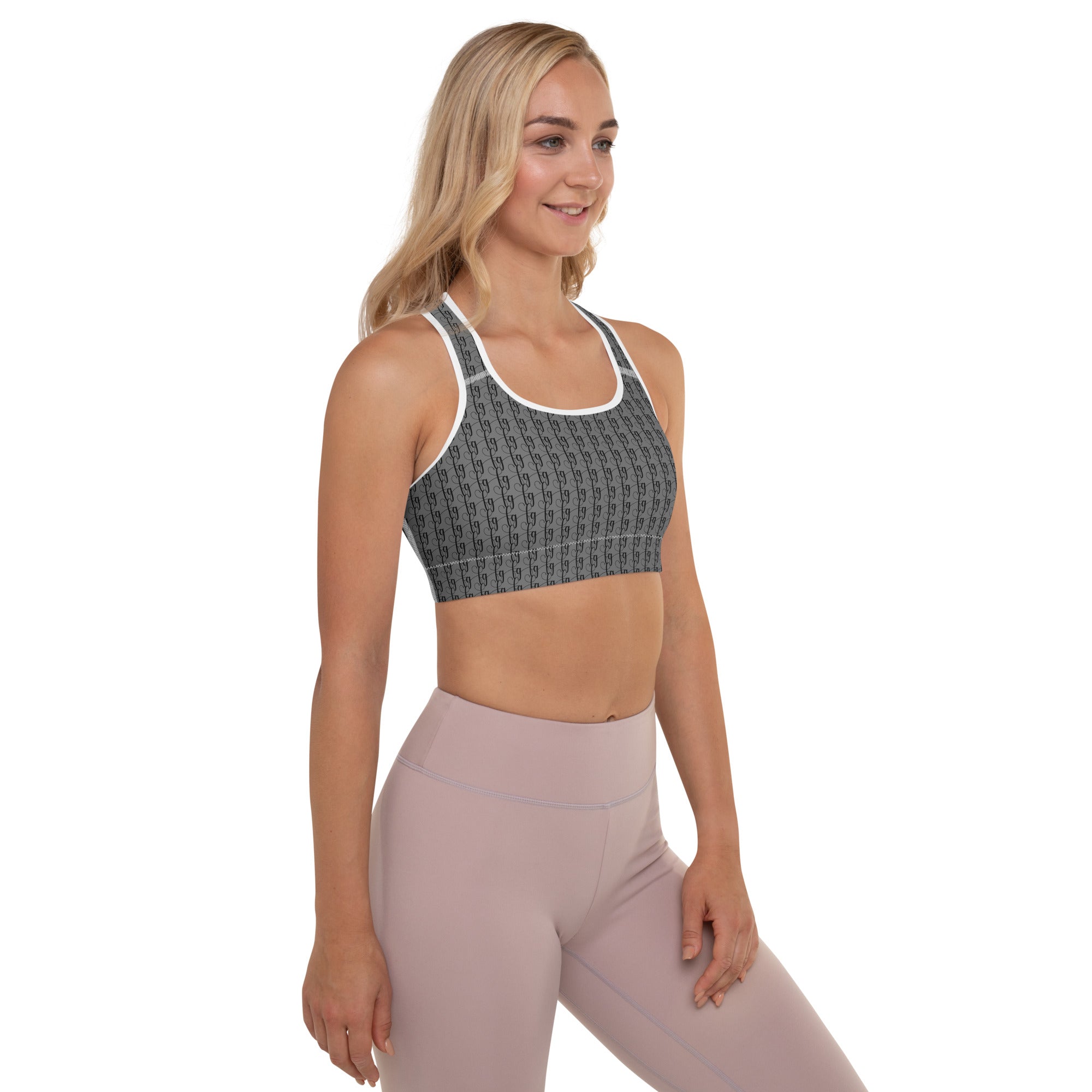 Gray / Black FG Blocked Padded Sports Bra - FleekGoddess