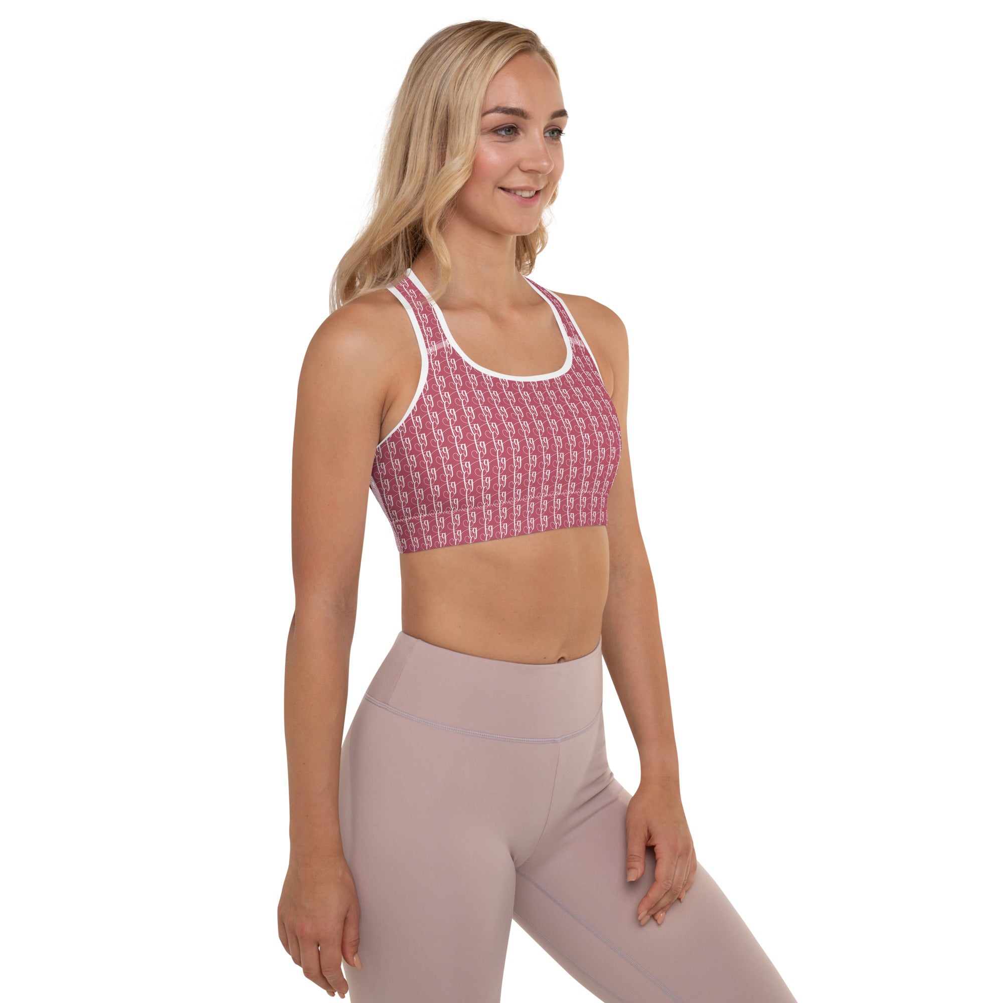 Hippie Pink / White FG Blocked Padded Sports Bra - FleekGoddess