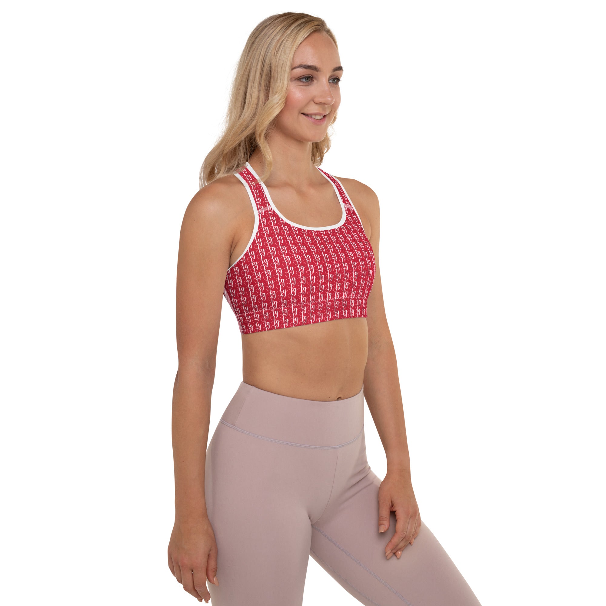 Red / White FG Blocked Padded Sports Bra - FleekGoddess