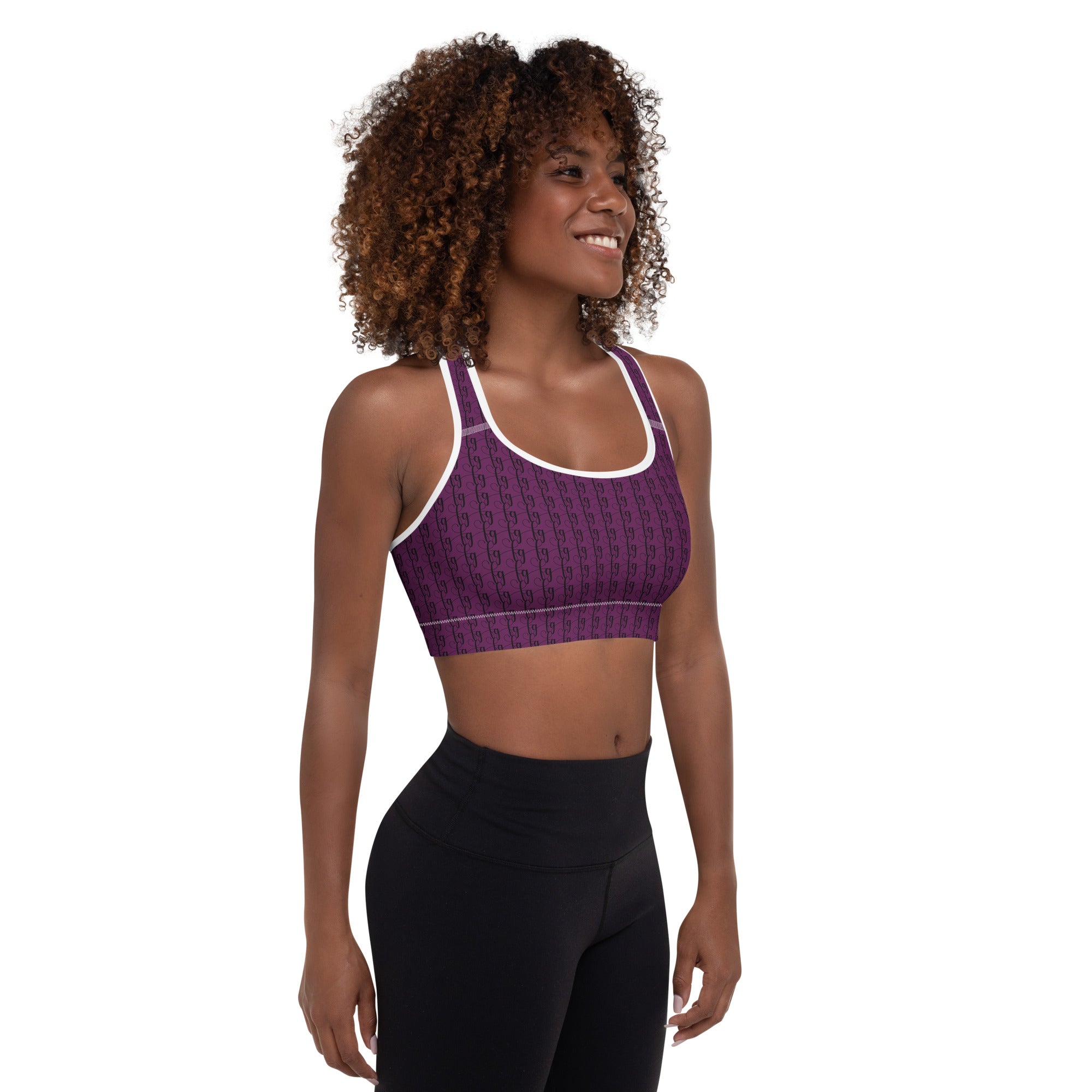 Tyrian Purple / Black FG Blocked Padded Sports Bra - FleekGoddess