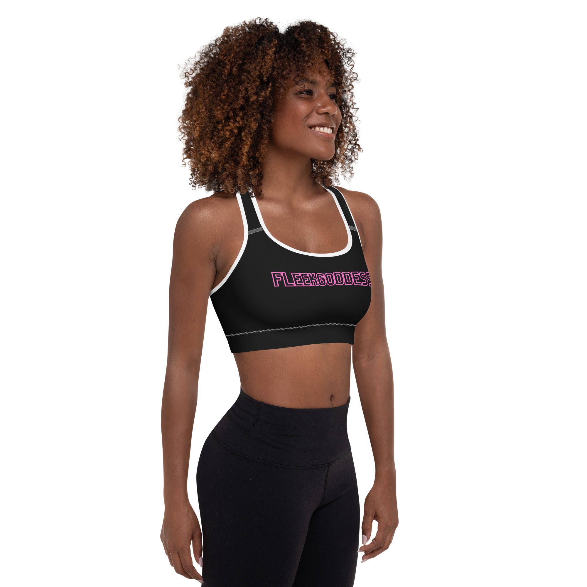 Black FleekGoddess Padded Sports Bra - FleekGoddess