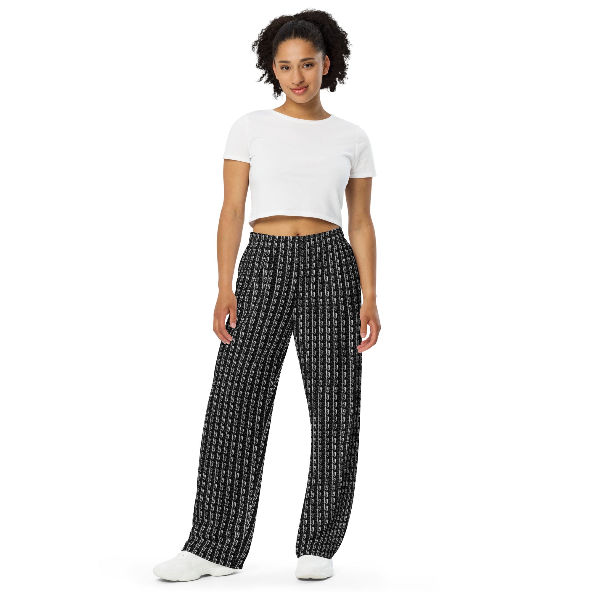 Black / White FG Blocked Wide-Leg Pants - FleekGoddess