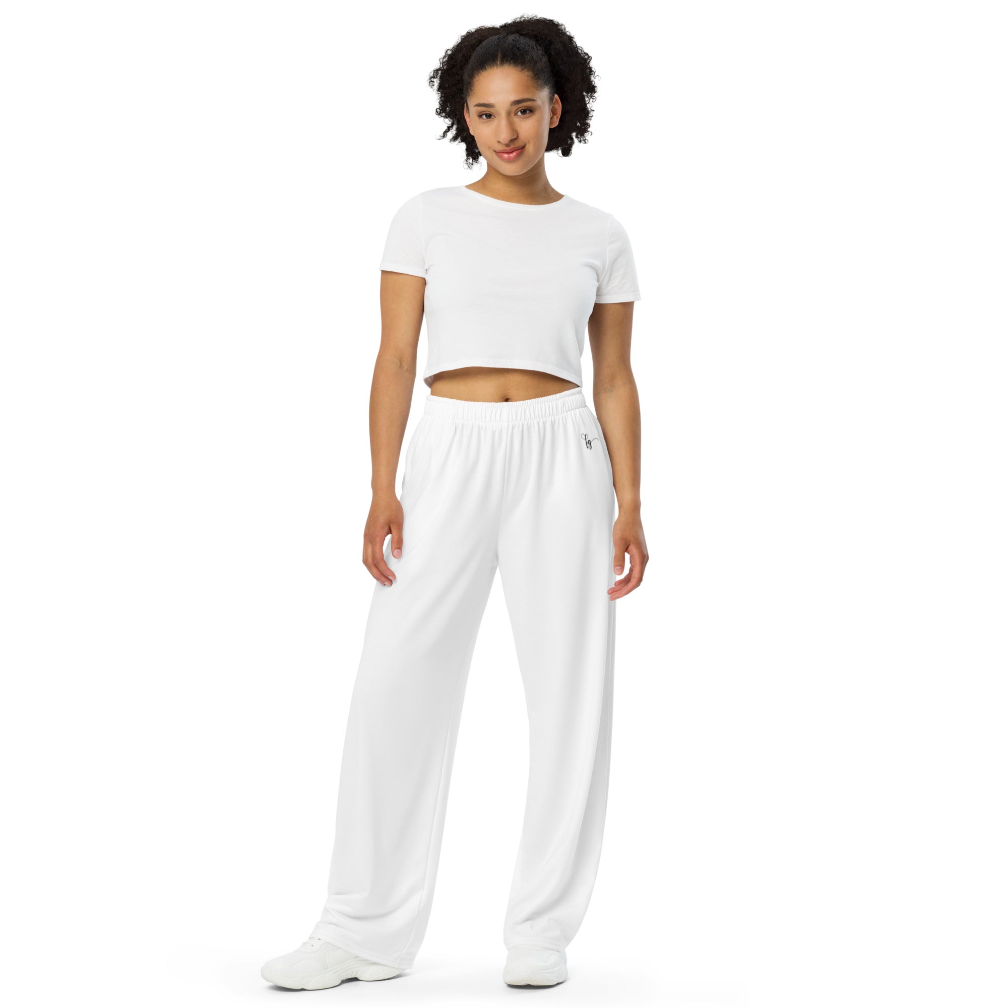 White / Black FG Wide-Leg Pants - FleekGoddess