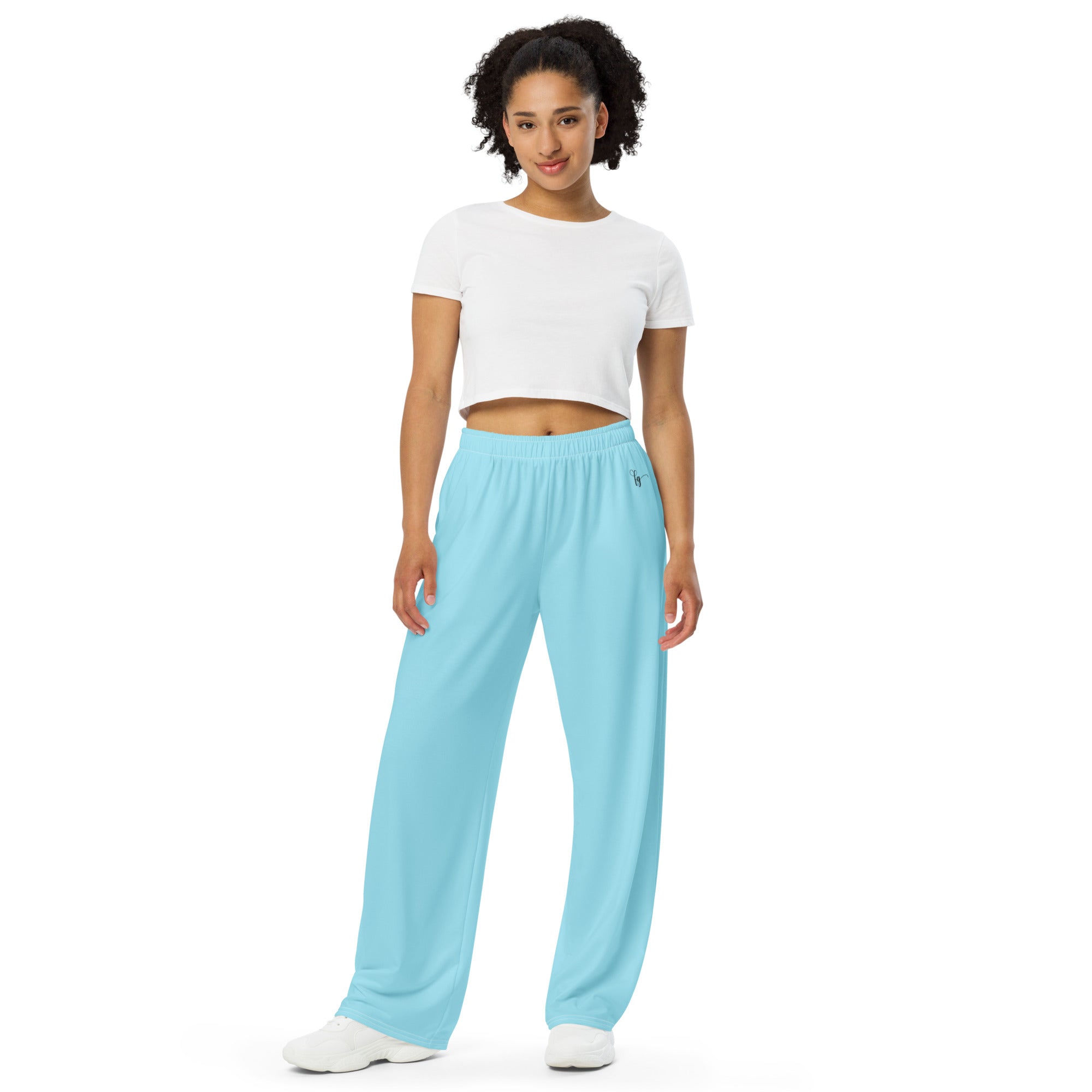 Blizzard Blue / Black FG Wide-Leg Pants - FleekGoddess