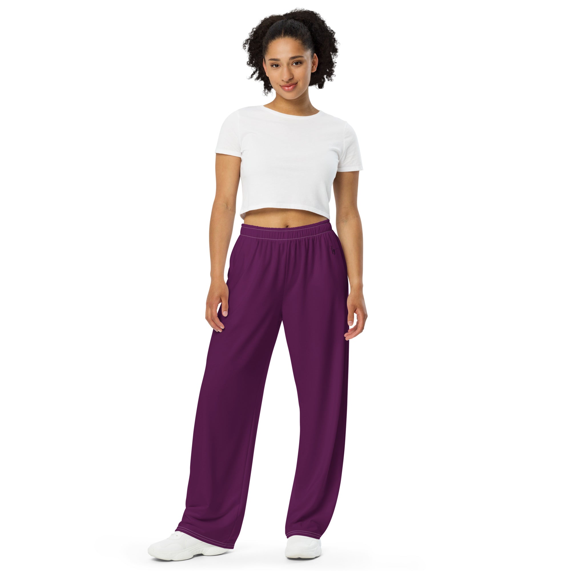 Tyrian Purple / Black FG Wide-Leg Pants - FleekGoddess