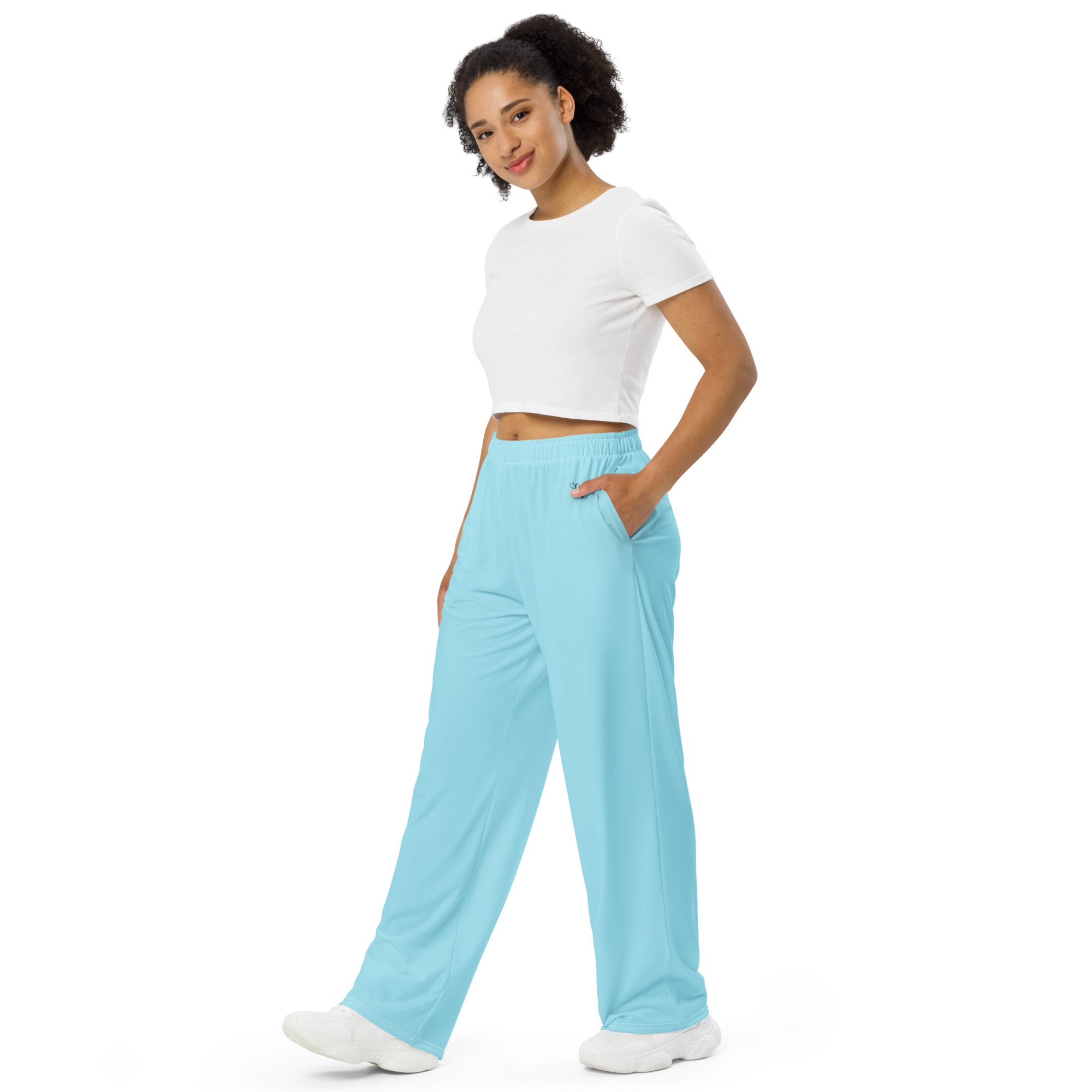 Blizzard Blue / Black FG Wide-Leg Pants - FleekGoddess