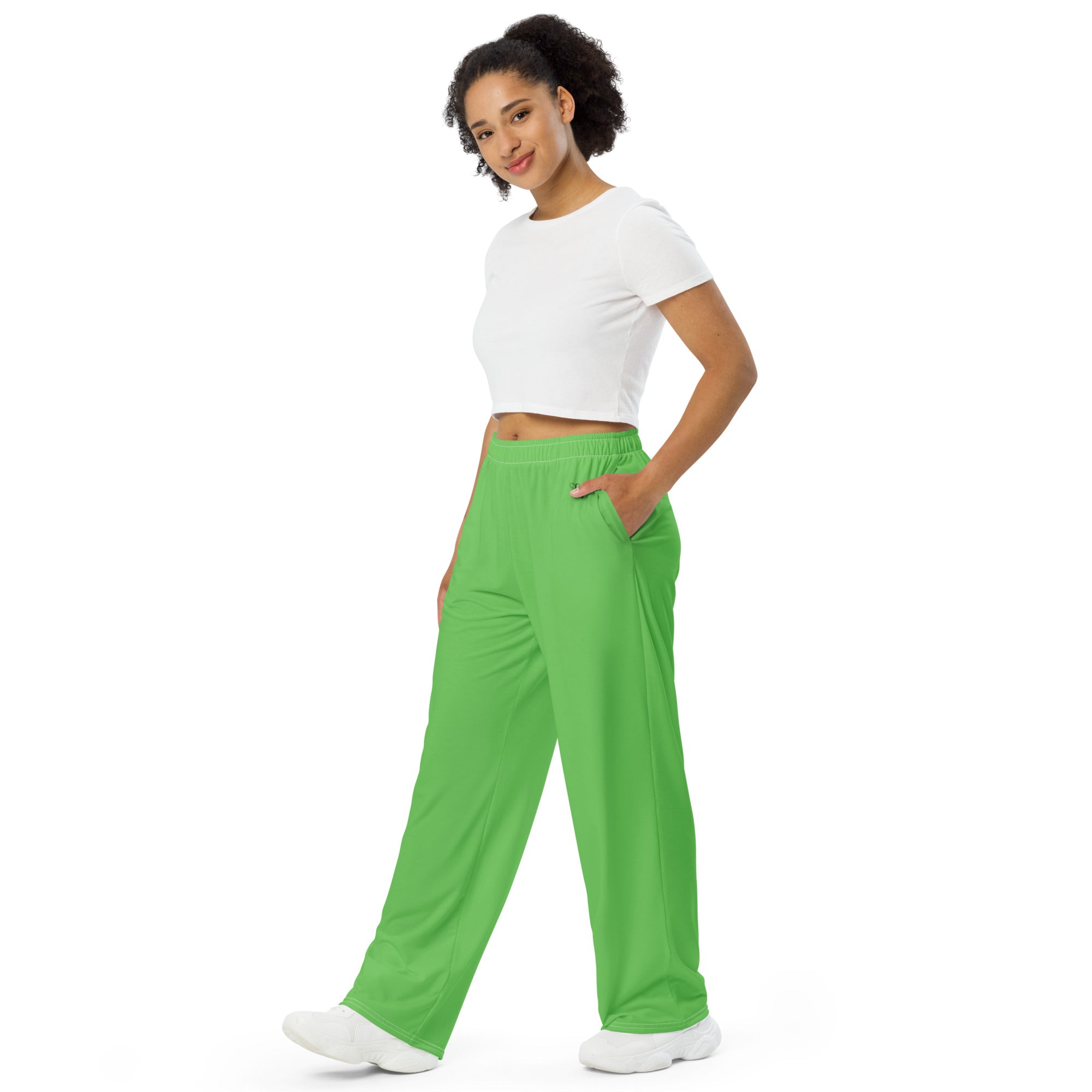 Mantis Green / Black FG Wide-Leg Pants - FleekGoddess