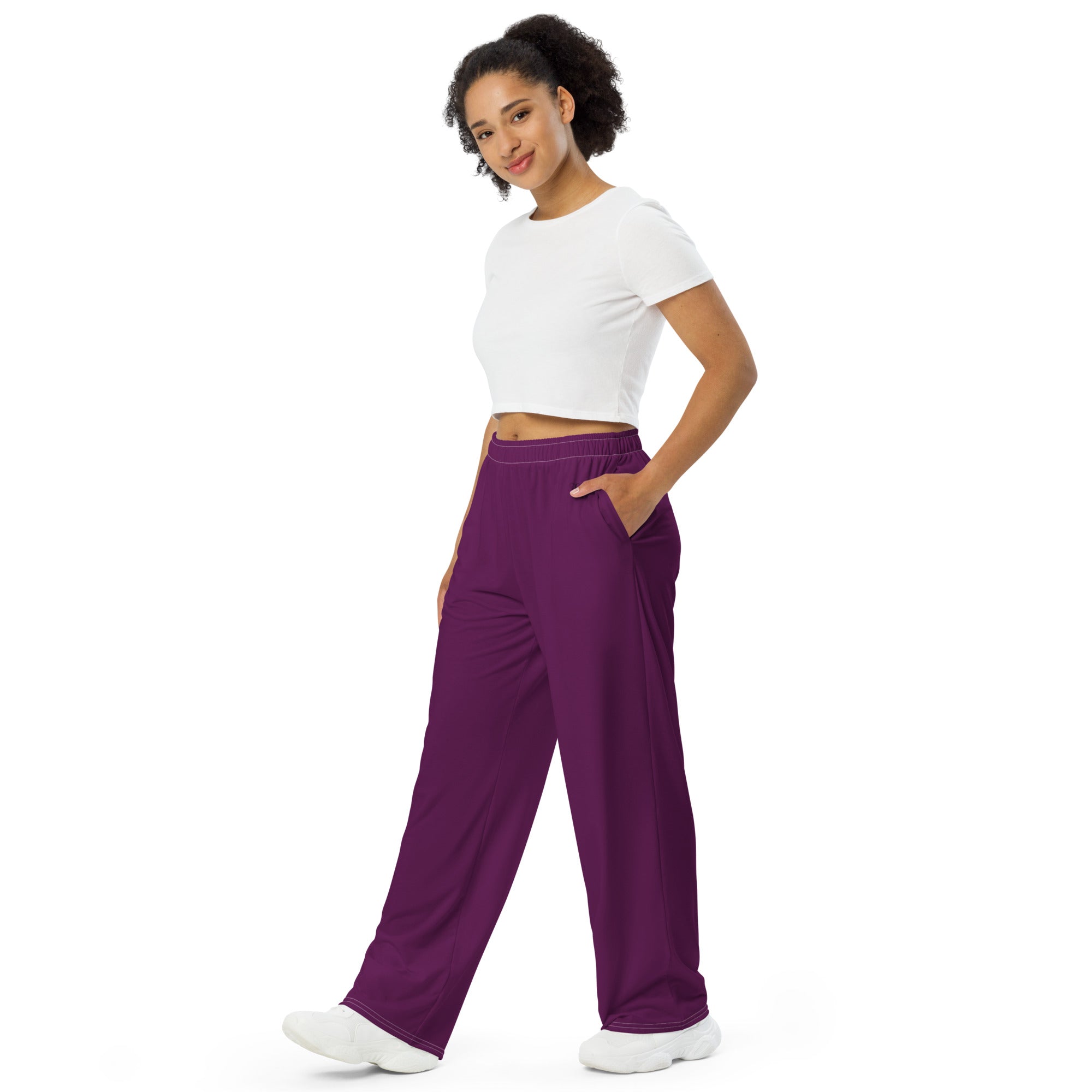 Tyrian Purple / Black FG Wide-Leg Pants - FleekGoddess