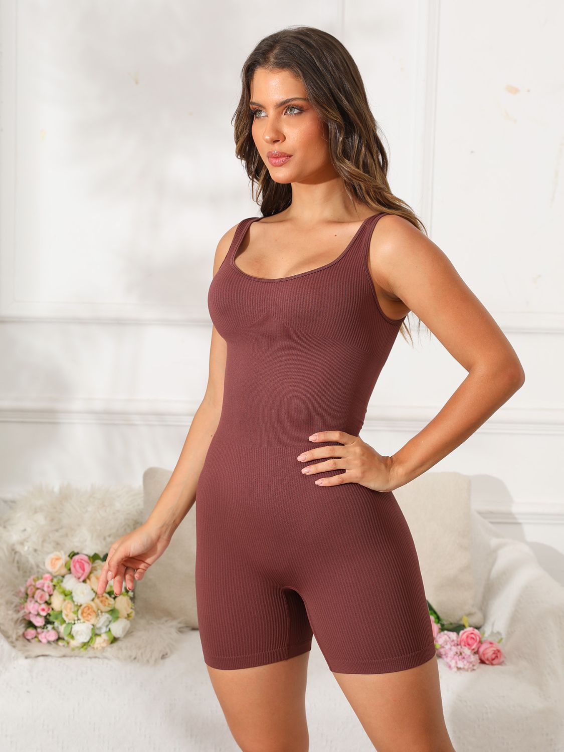 TrainTech Scoop Neck Wide Strap Active Romper - FleekGoddess