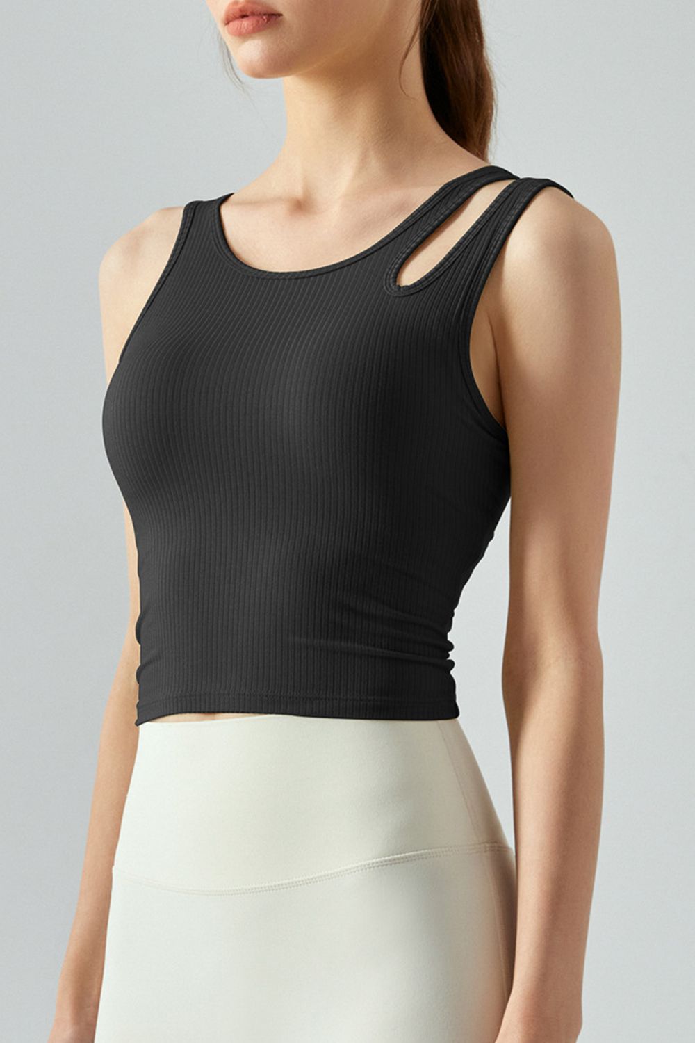 YogaFlex Ribbed Round Neck Sports Tank Top - FleekGoddess
