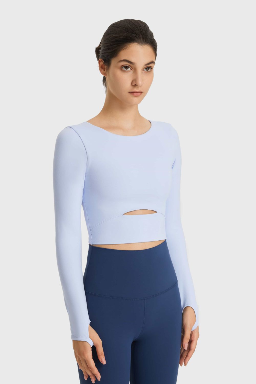 YogaFlex Cutout Long Sleeve Cropped Sports Top - FleekGoddess