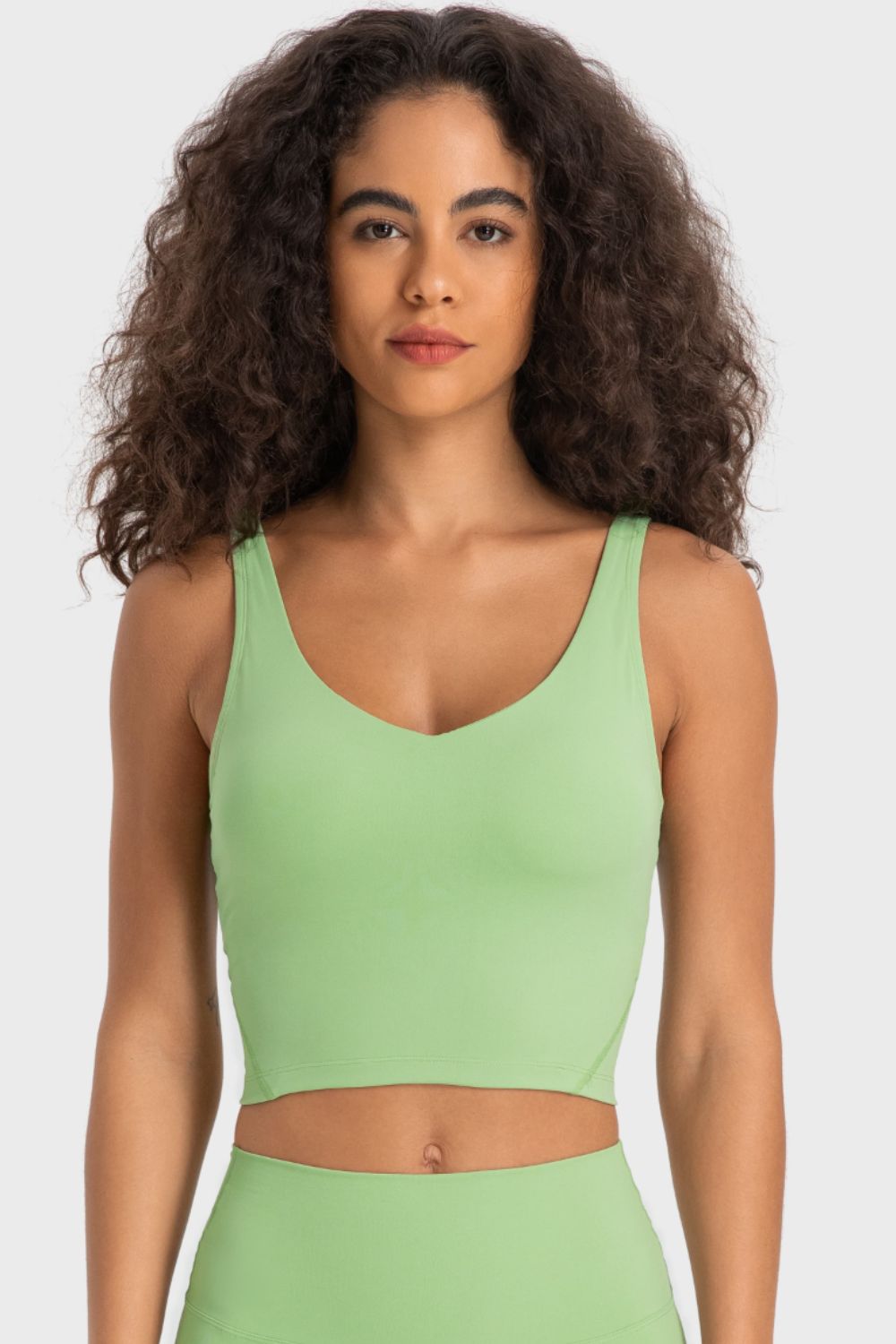 TrainTech Deep V-Neck Crop Sports Bra - FleekGoddess