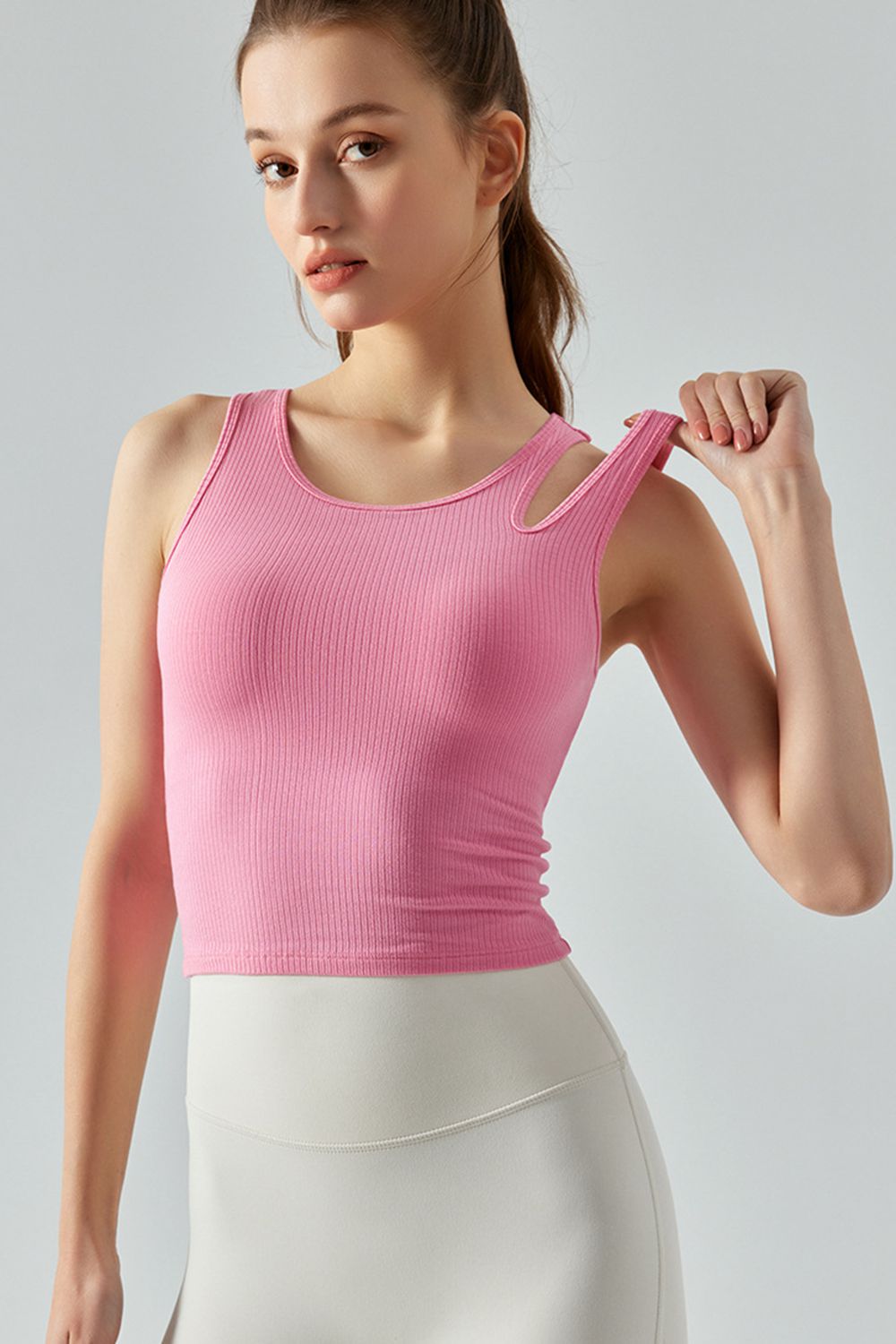 YogaFlex Ribbed Round Neck Sports Tank Top - FleekGoddess