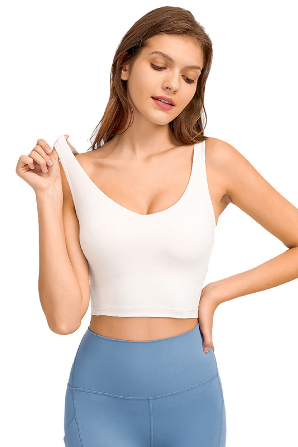 TrainTech Deep V-Neck Crop Sports Bra - FleekGoddess