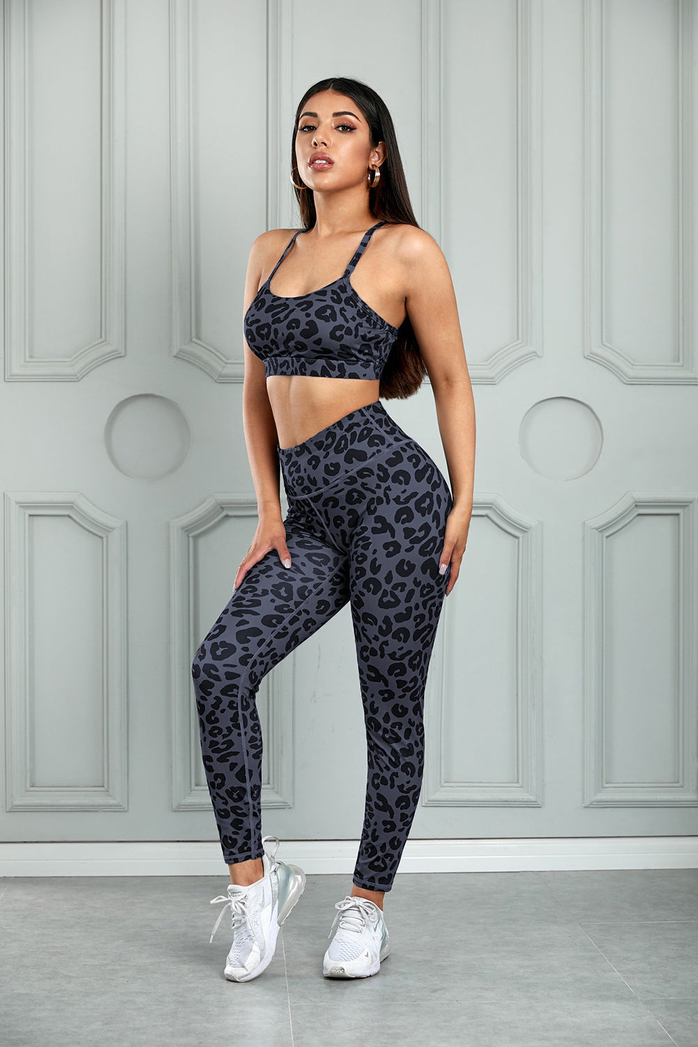 YogaFlex Leopard Cutout Sports Bra and Leggings Set - FleekGoddess