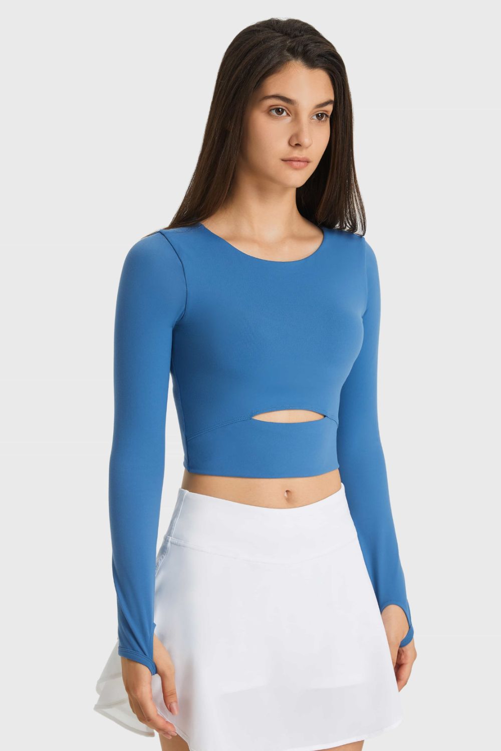 YogaFlex Cutout Long Sleeve Cropped Sports Top - FleekGoddess