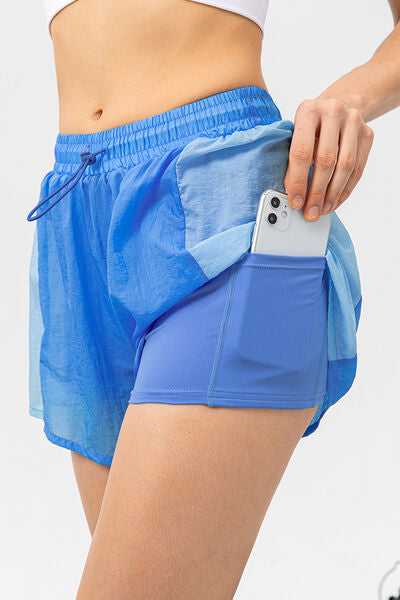 TrainTech Color Block Drawstring Active Shorts - FleekGoddess