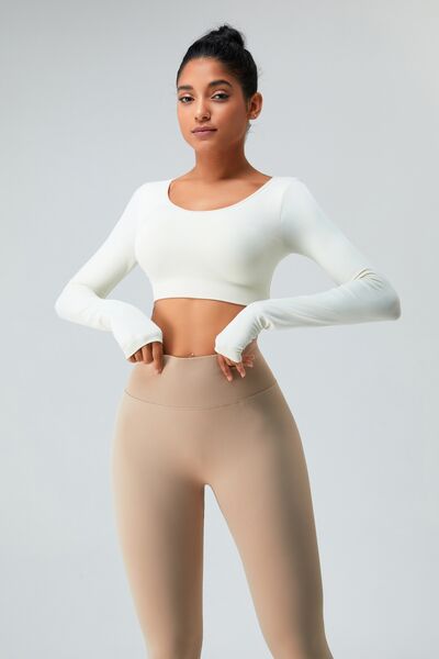 YogaFlex Cutout Round Neck Long Sleeve Active T-Shirt - FleekGoddess